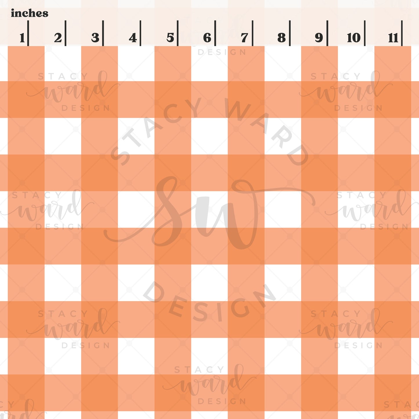 Scale reference for gingham seamless pattern showing repeat size in inches