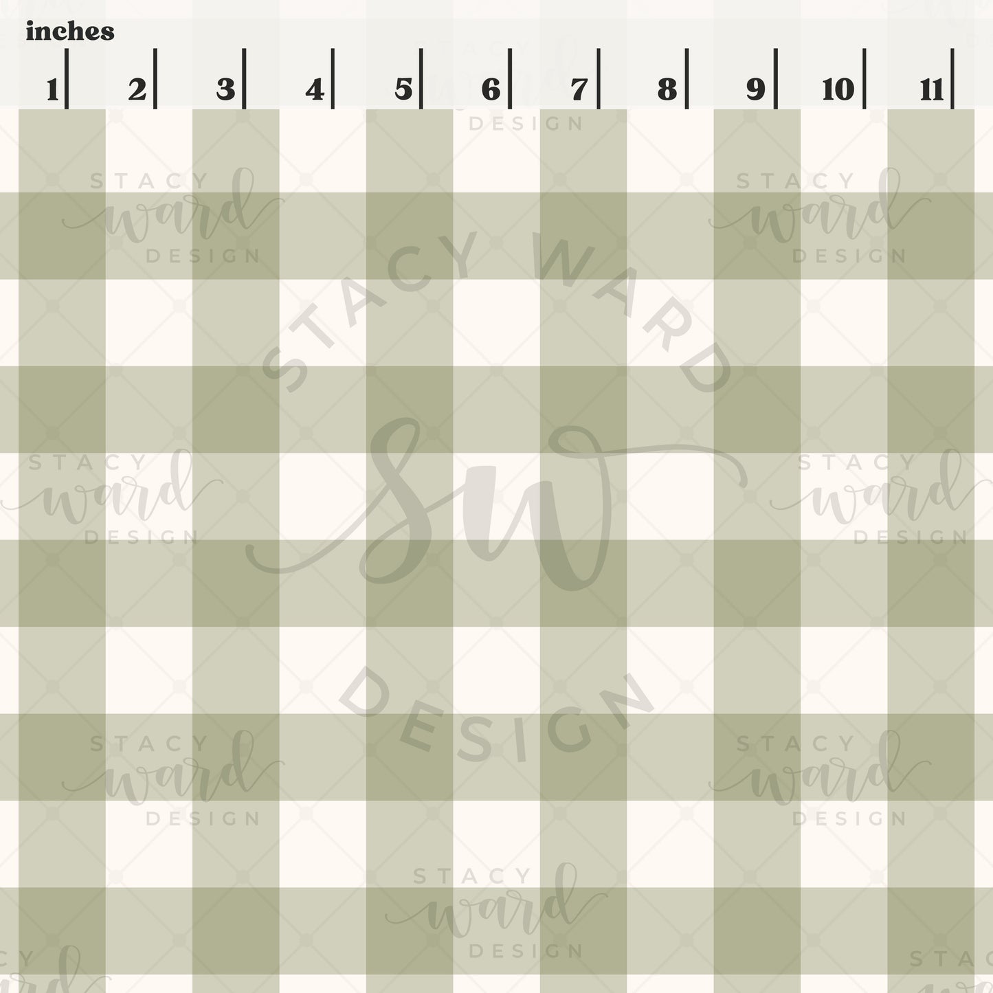 Scale reference for gingham seamless pattern showing repeat size in inches