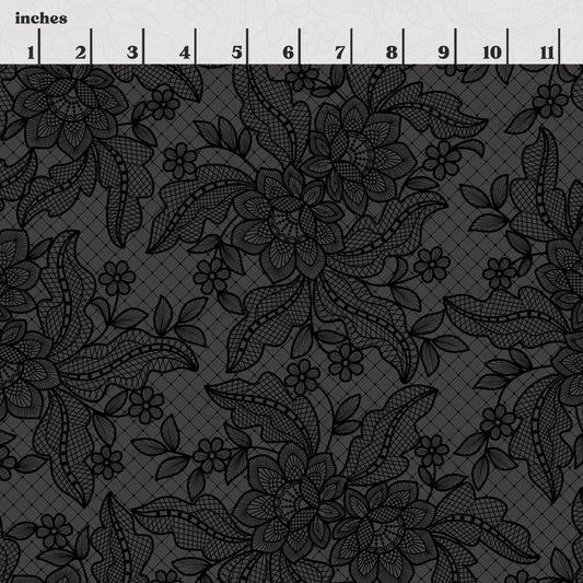 Scale reference for floral lace seamless pattern showing repeat size in inches