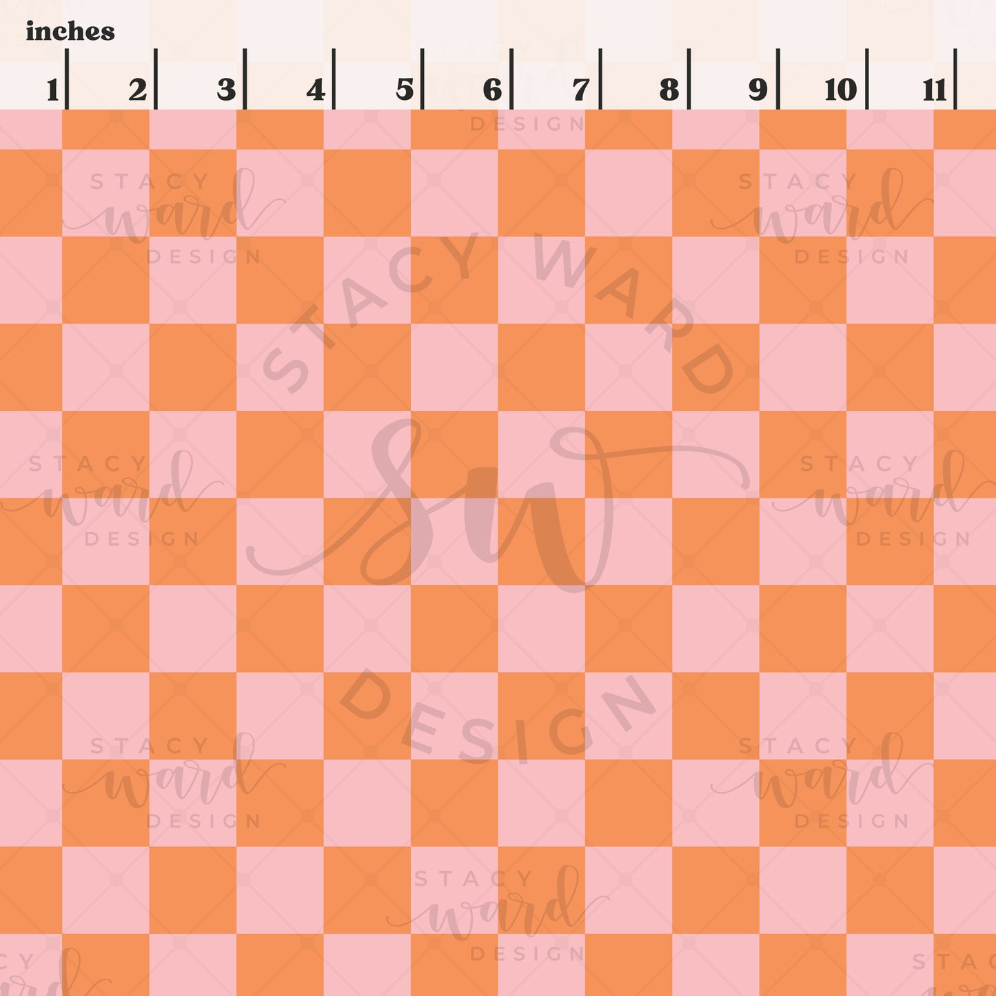 Scale reference for checkerboard seamless pattern showing repeat size in inches