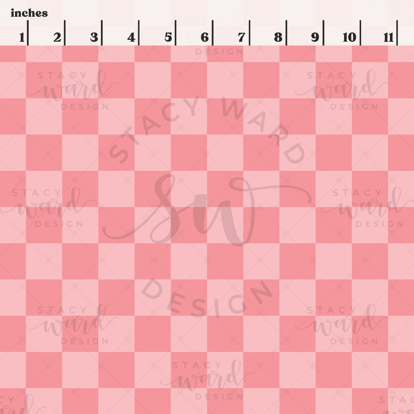 Scale reference for checkerboard seamless pattern showing repeat size in inches