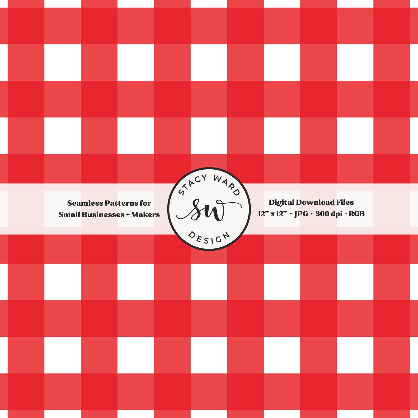 Woven Check gingham seamless pattern in classic red on crisp white summer picnic plaid blender pattern for fabric printing