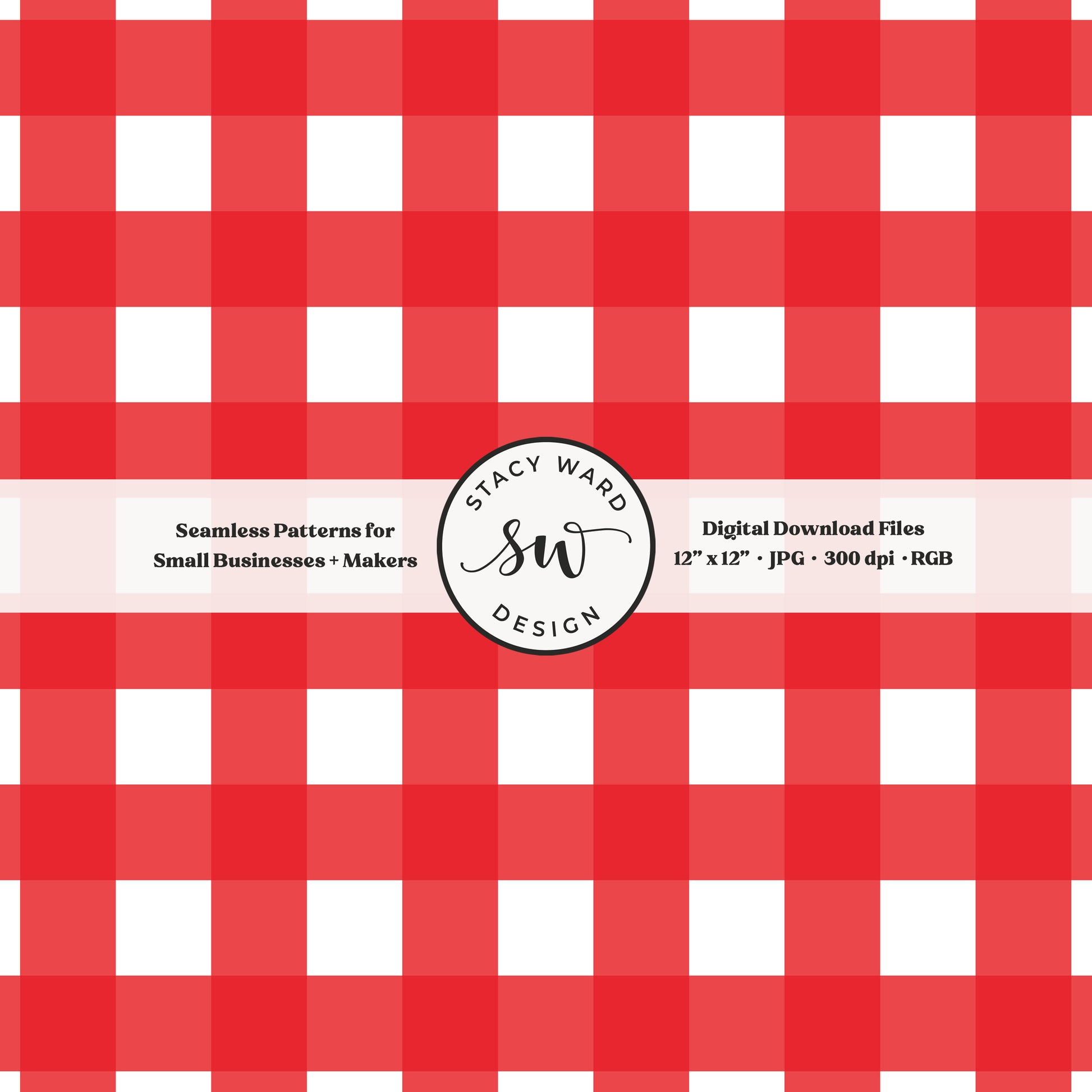 Woven Check gingham seamless pattern in classic red on crisp white summer picnic plaid blender pattern for fabric printing