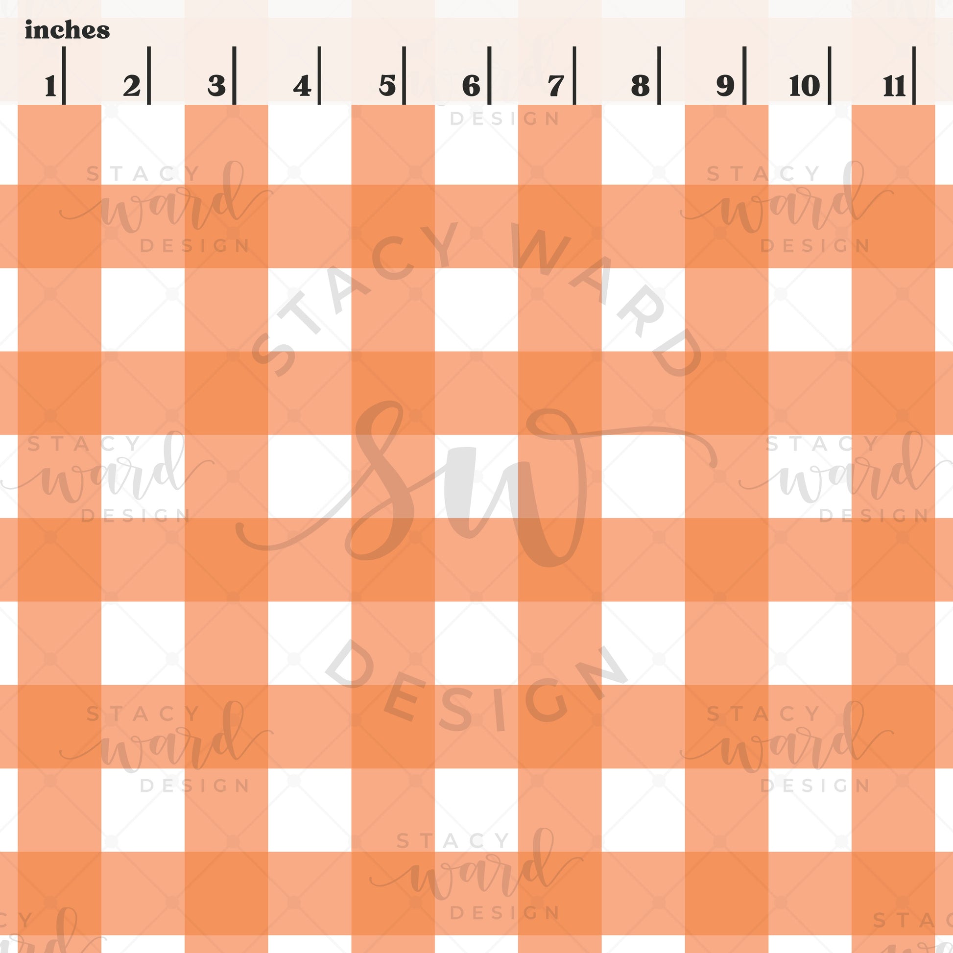 Scale reference for gingham seamless pattern showing repeat size in inches