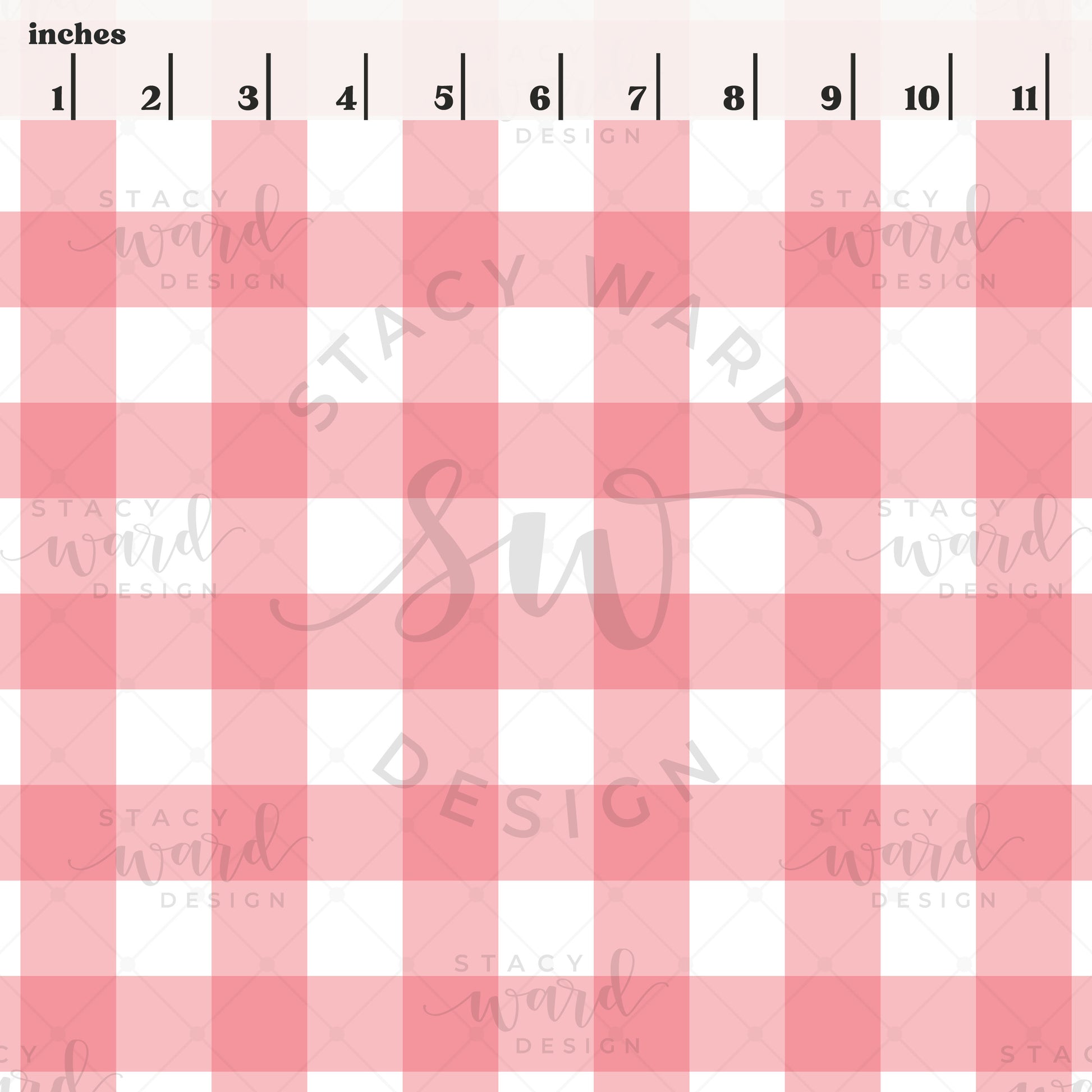 Scale reference for gingham seamless pattern showing repeat size in inches