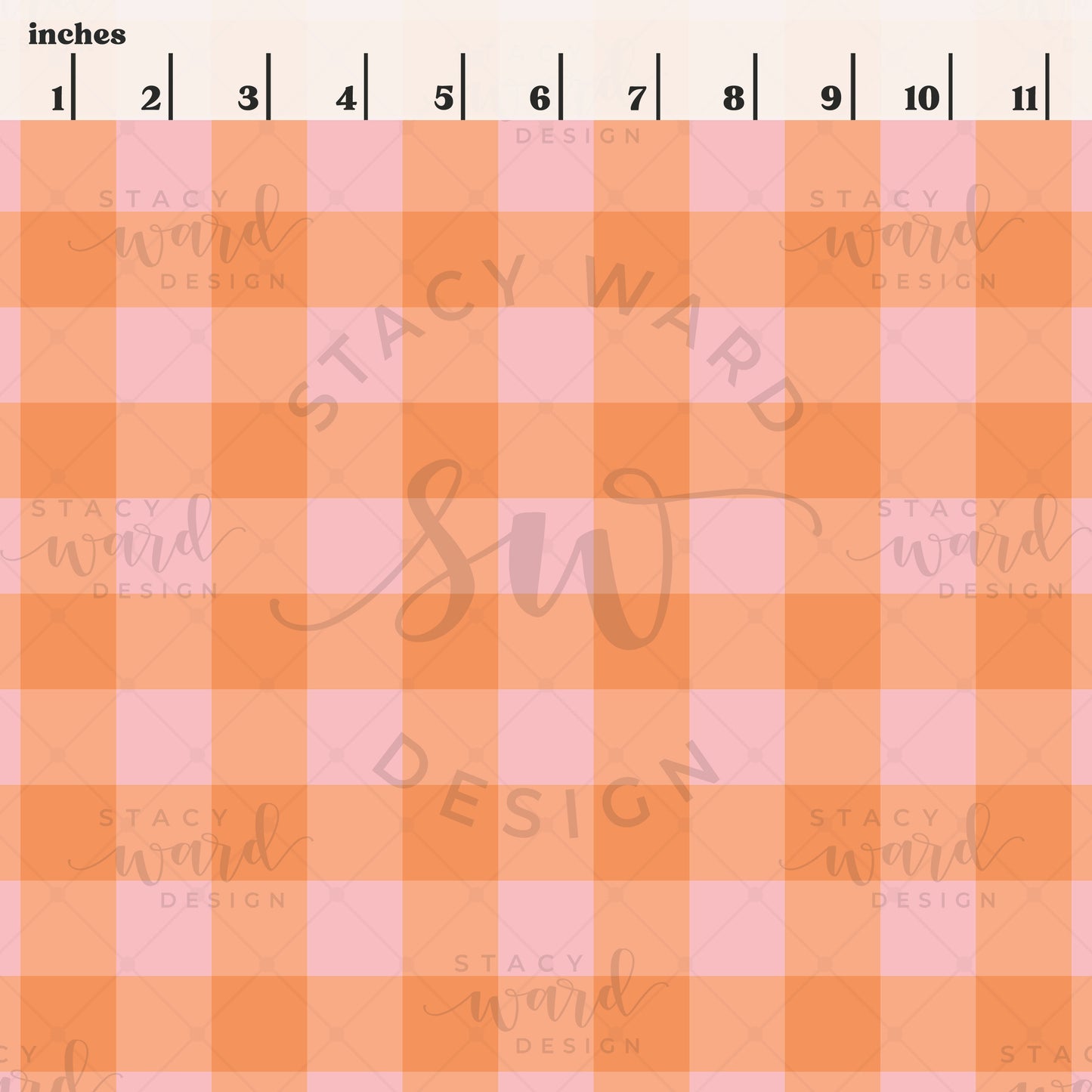 Scale reference for gingham seamless pattern showing repeat size in inches