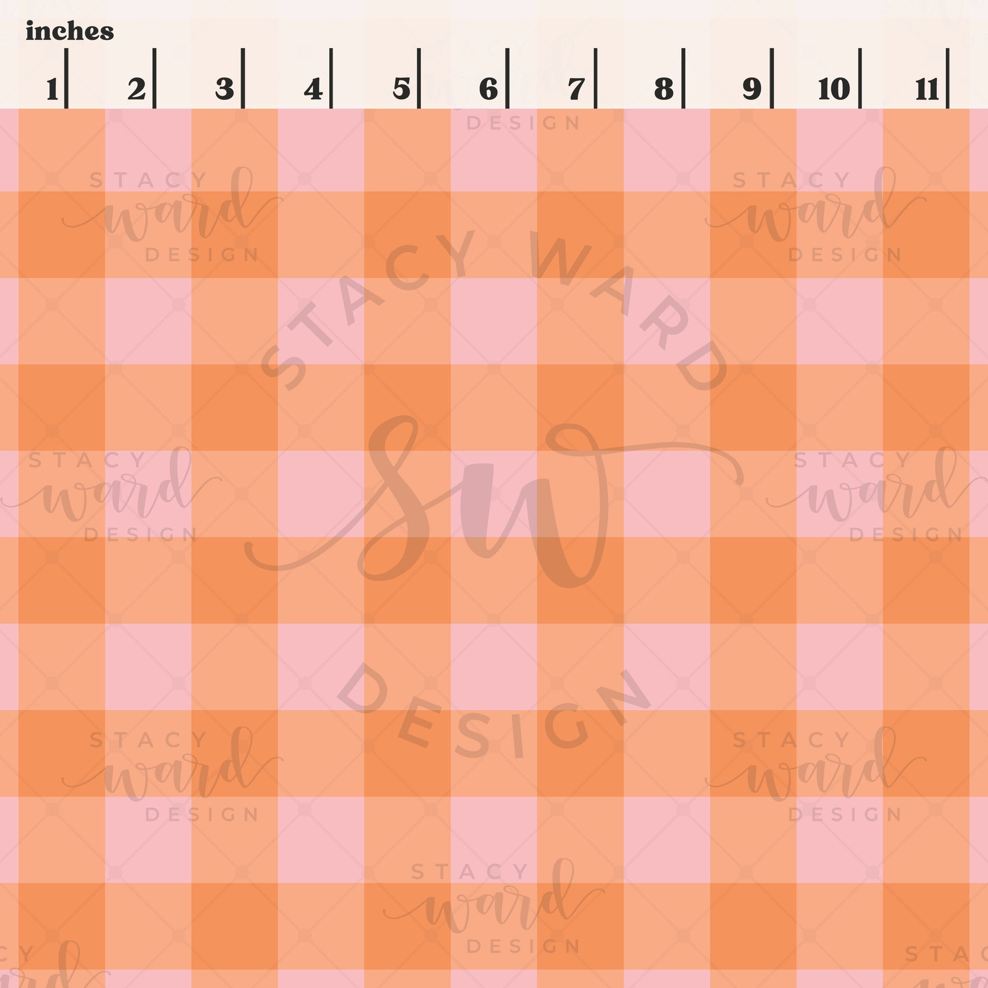 Scale reference for gingham seamless pattern showing repeat size in inches