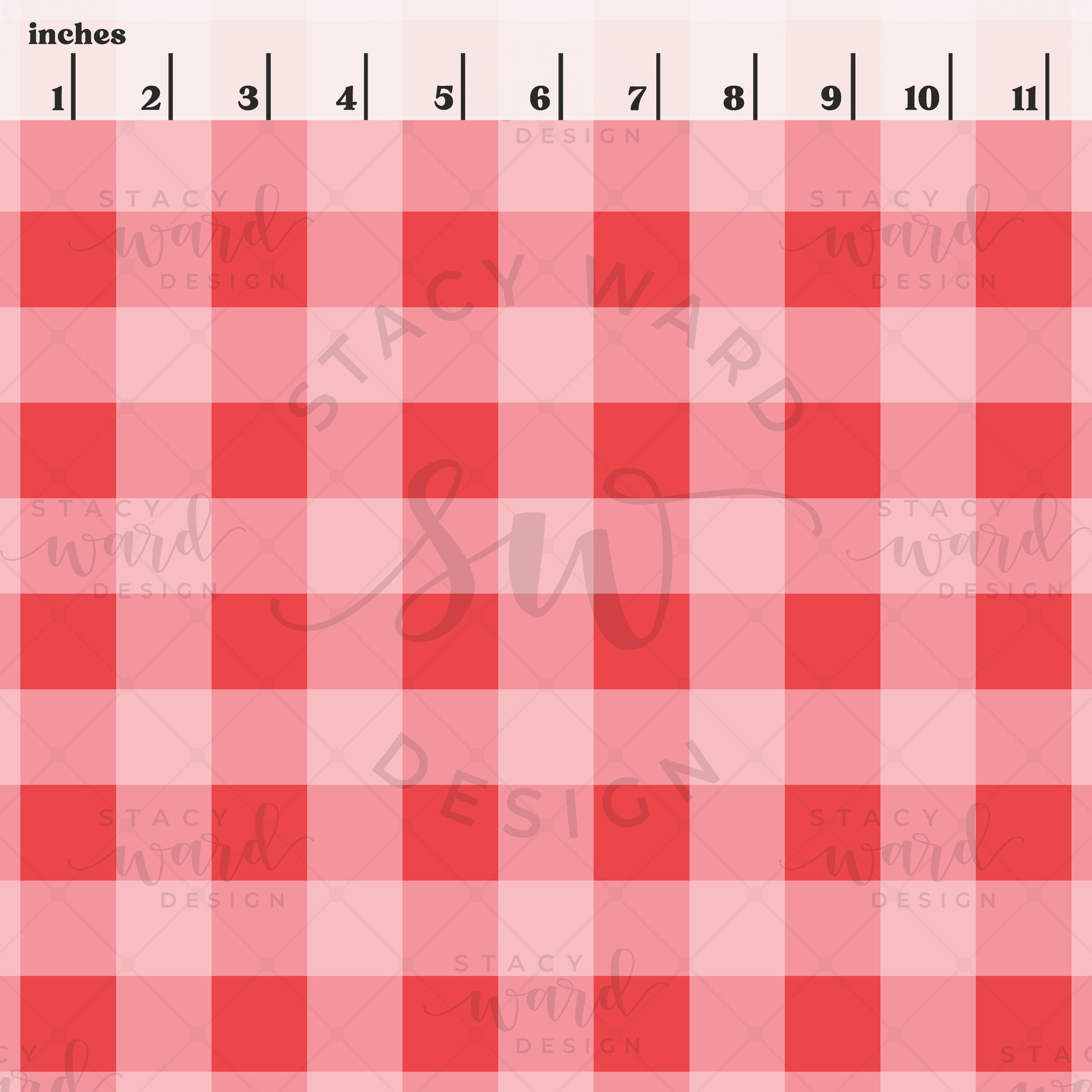 Scale reference for gingham seamless pattern showing repeat size in inches