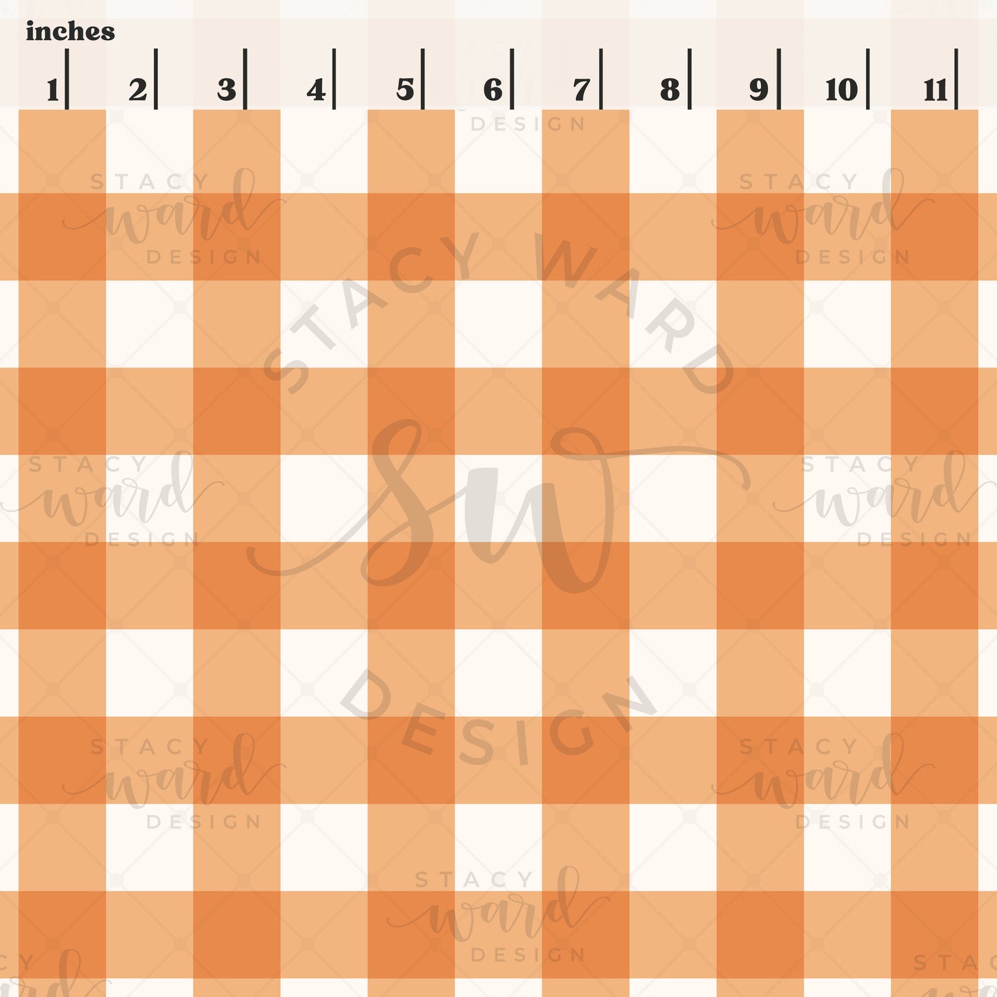 Scale reference for gingham seamless pattern showing repeat size in inches