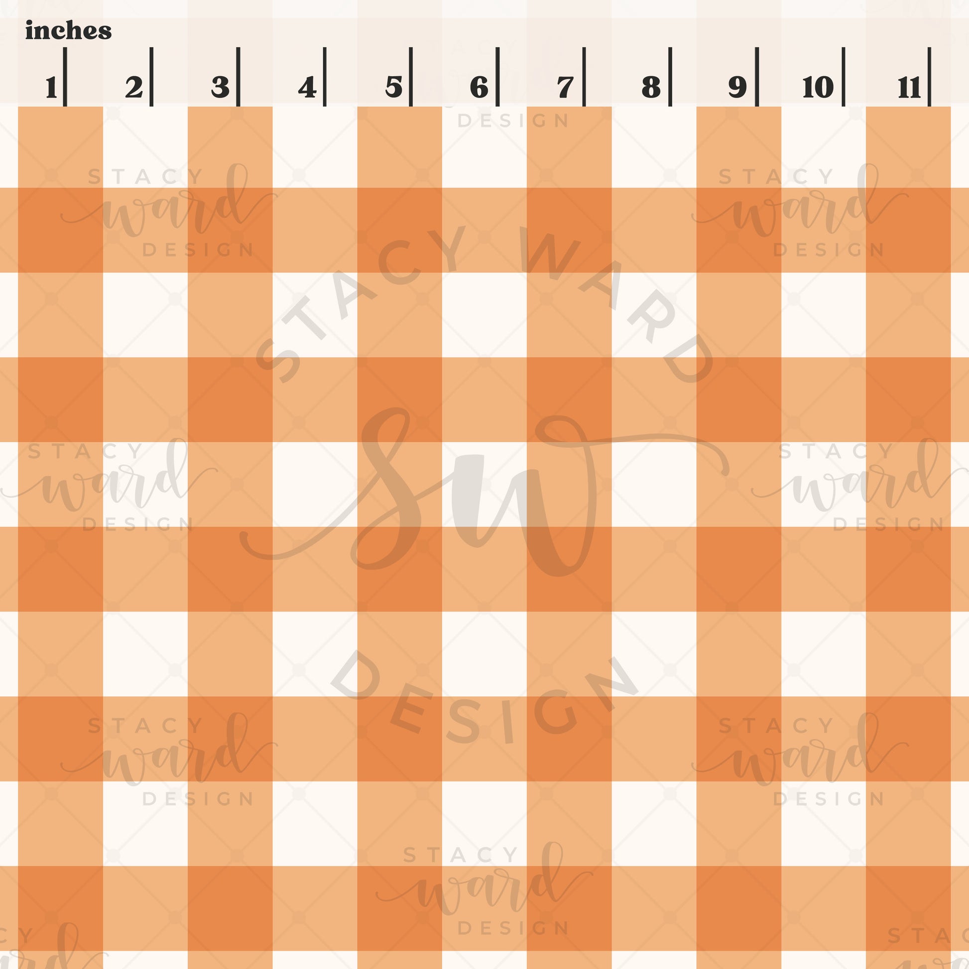 Scale reference for gingham seamless pattern showing repeat size in inches