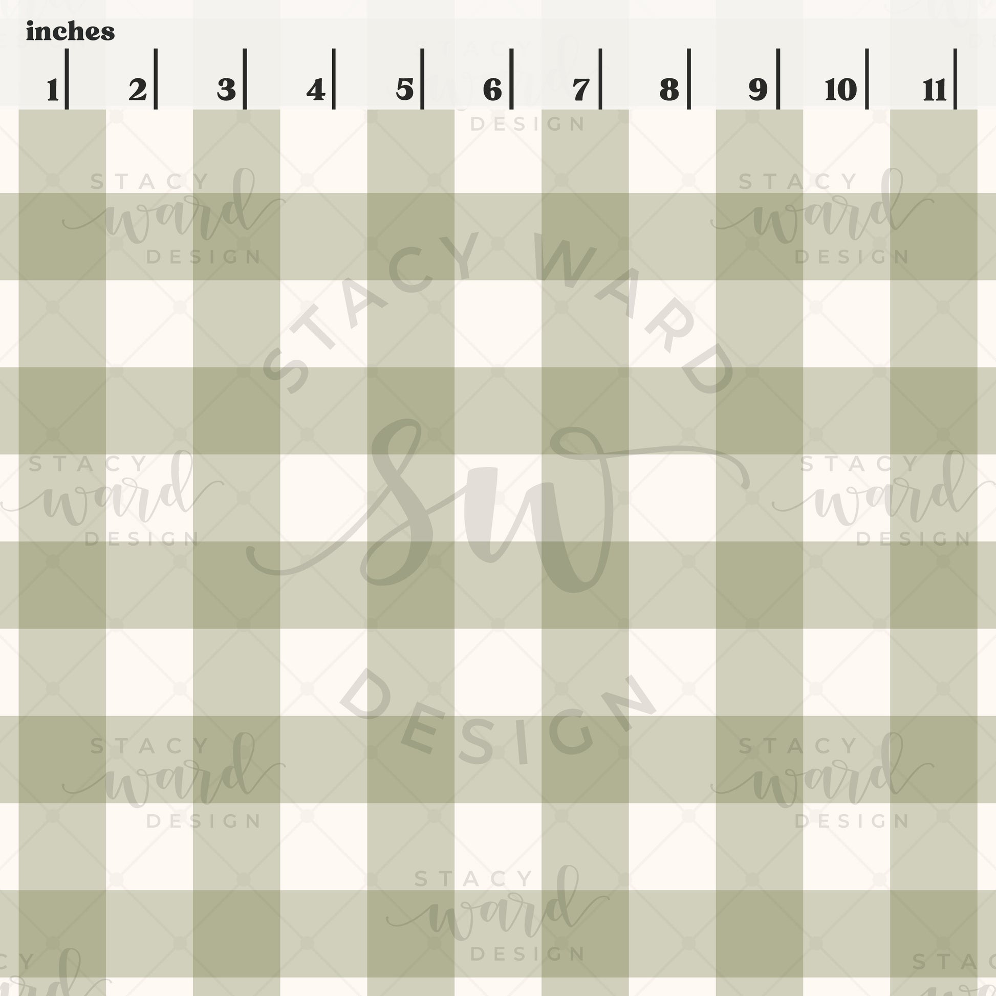 Scale reference for gingham seamless pattern showing repeat size in inches