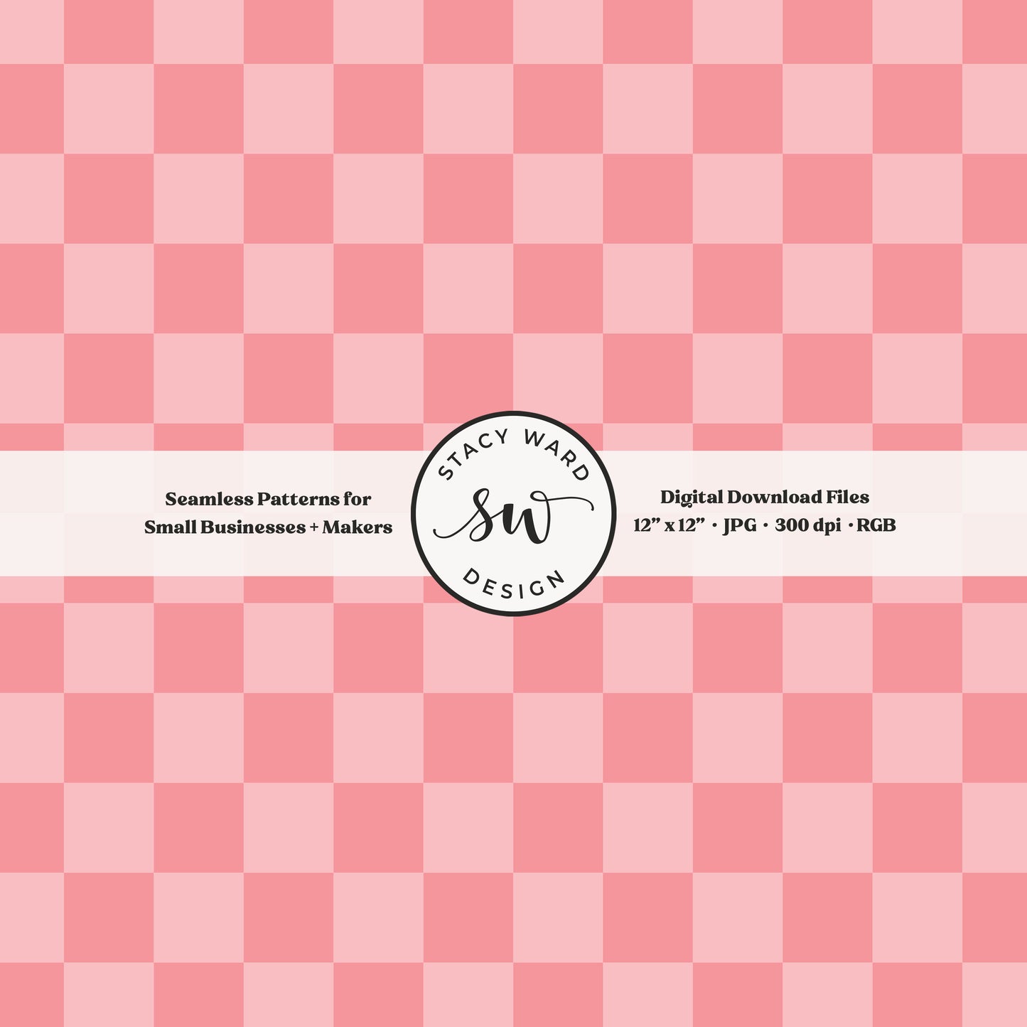 One inch checkered seamless pattern in light pink on dark pink tonal girly checks digital file for fabric printing