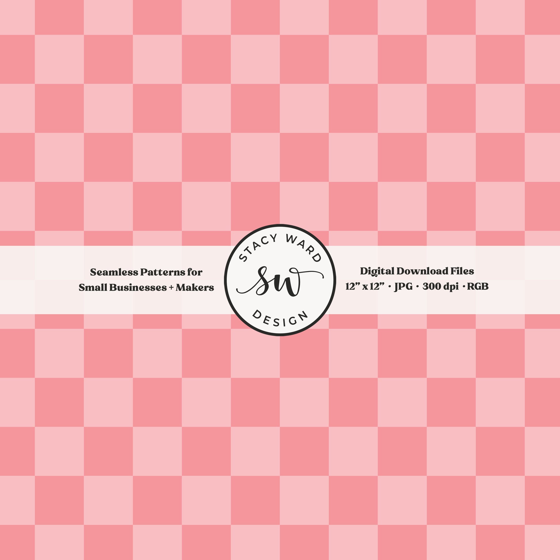 One inch checkered seamless pattern in light pink on dark pink tonal girly checks digital file for fabric printing