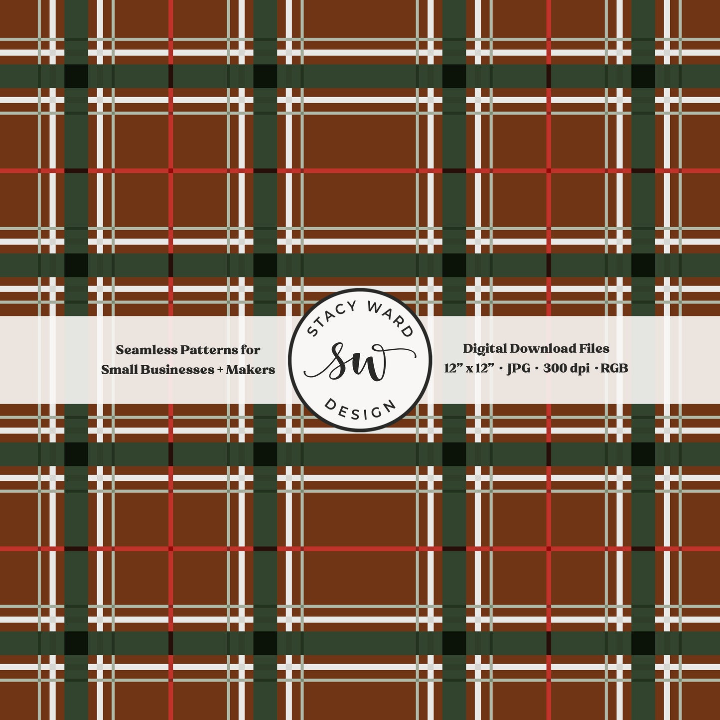 heritage tartan Christmas plaid seamless pattern in red green and gray on warm copper classic holiday check