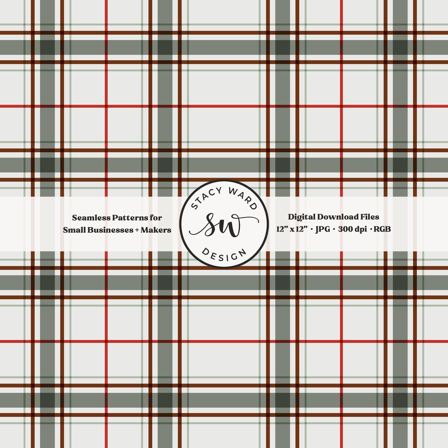 heritage tartan Christmas plaid seamless pattern in red green and gray on pale gray white classic holiday check
