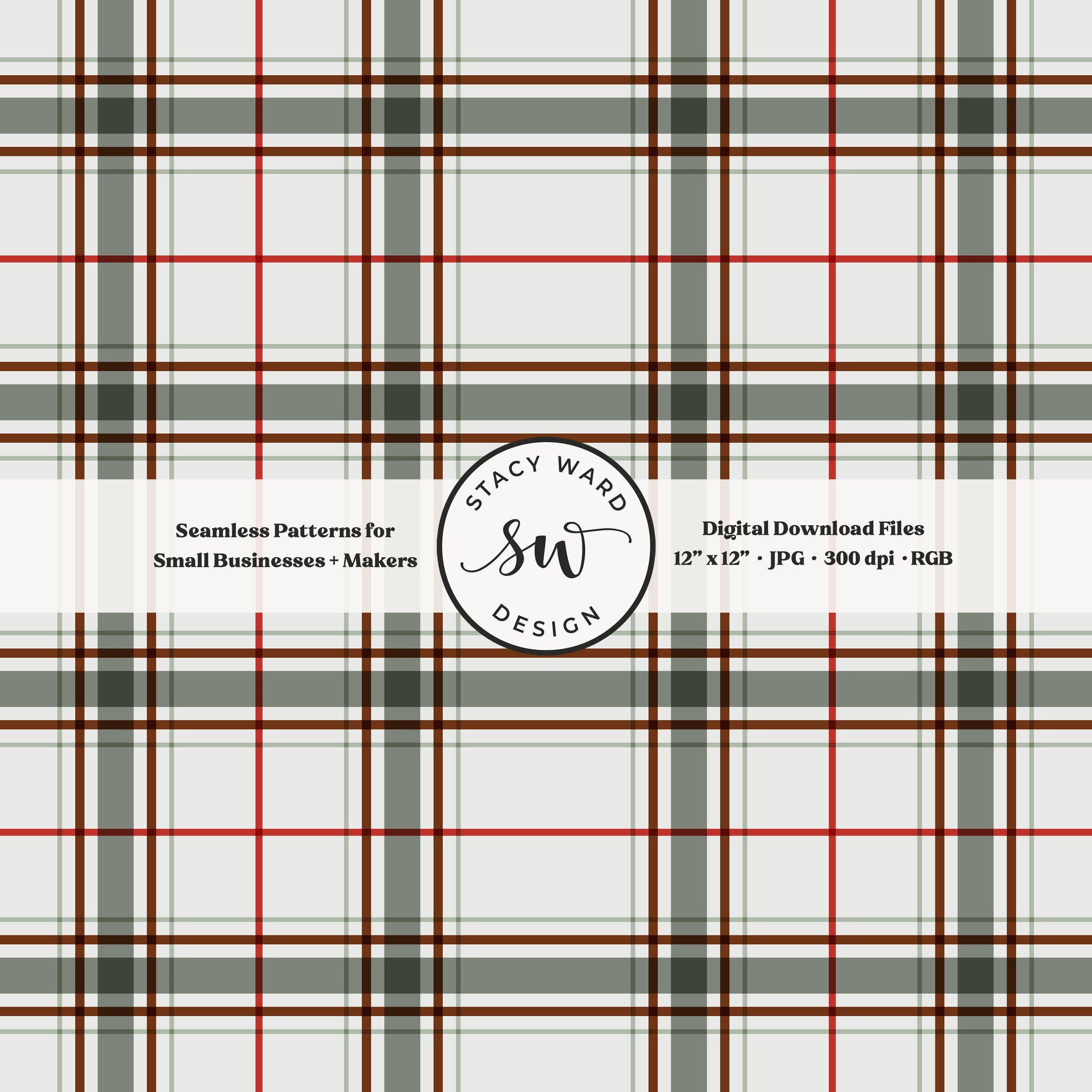 heritage tartan Christmas plaid seamless pattern in red green and gray on pale gray white classic holiday check