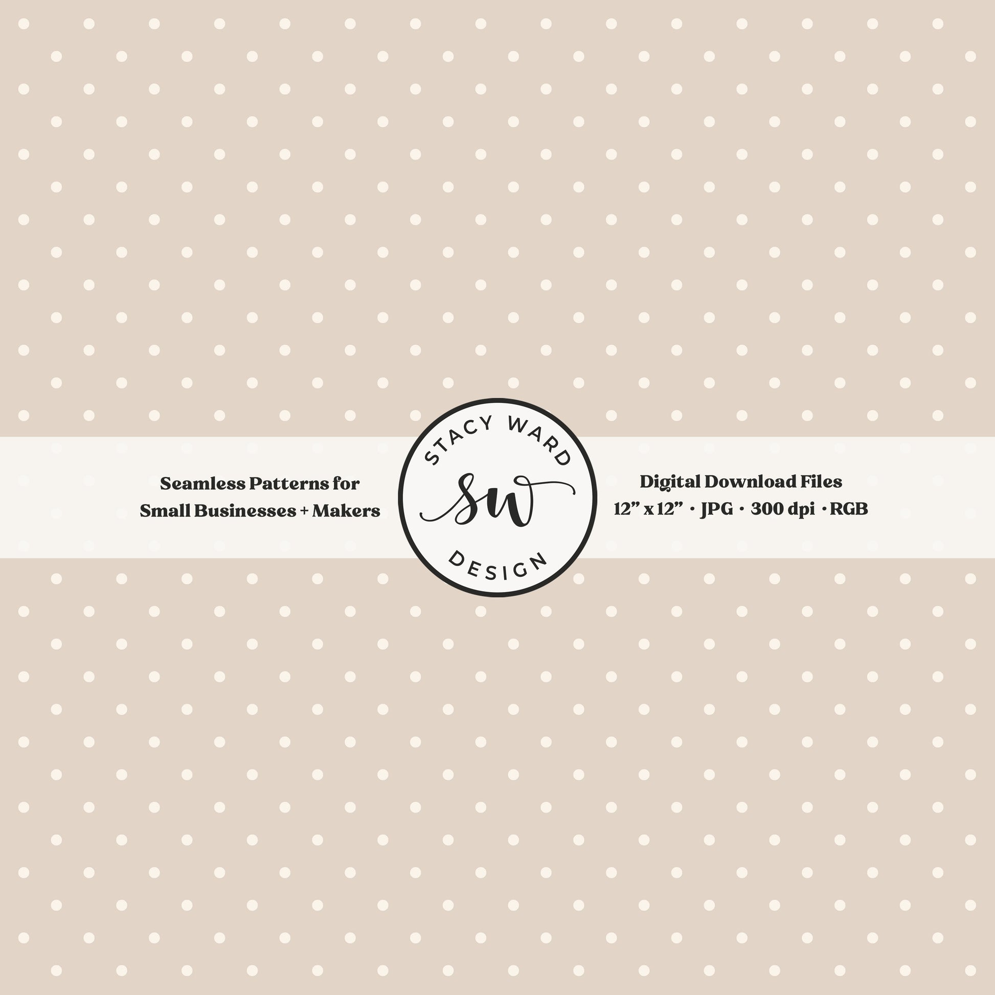 1/8" pin dot seamless pattern in cream on soft brown small scale polka dots blender print
