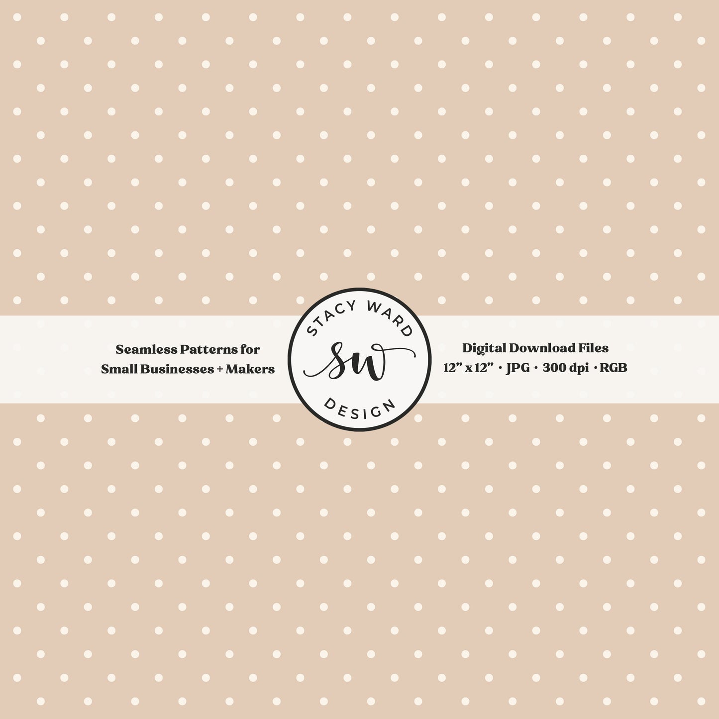 1/8" pin dot seamless pattern in cream on neutral tan small scale polka dots blender print