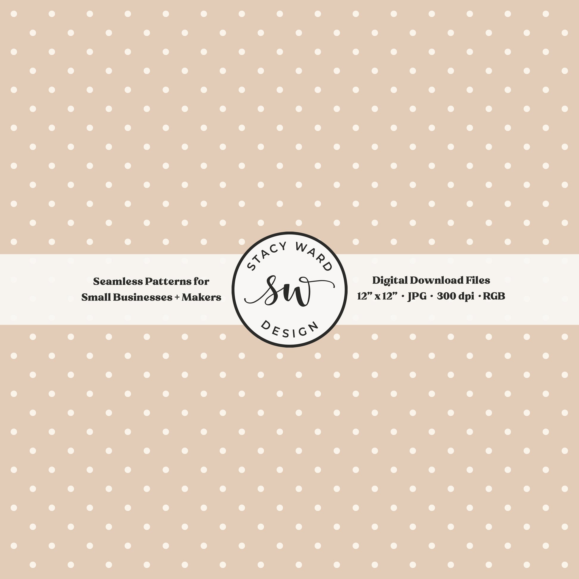 1/8" pin dot seamless pattern in cream on neutral tan small scale polka dots blender print