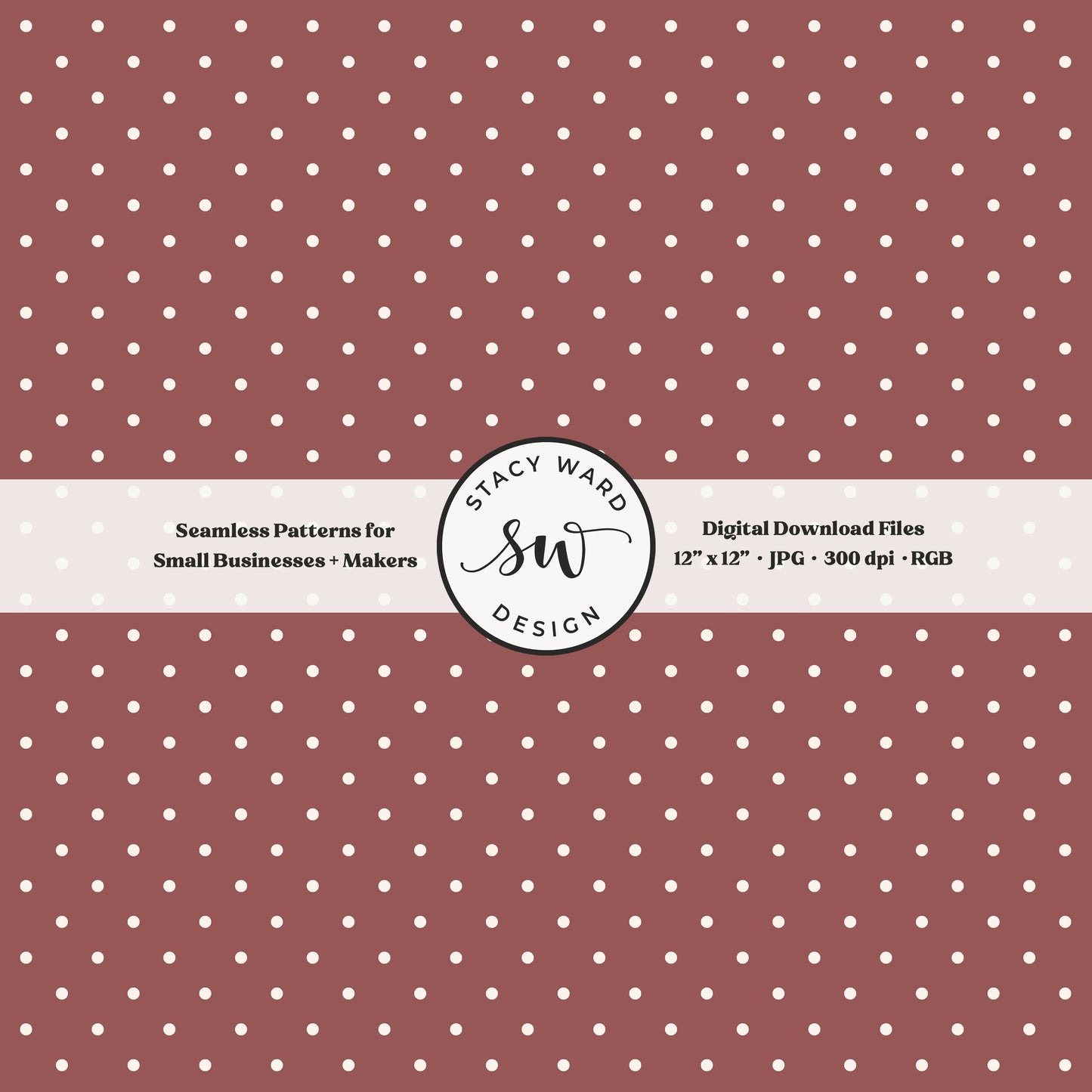 1/8" pin dot seamless pattern in cream on burgundy small scale polka dots blender print