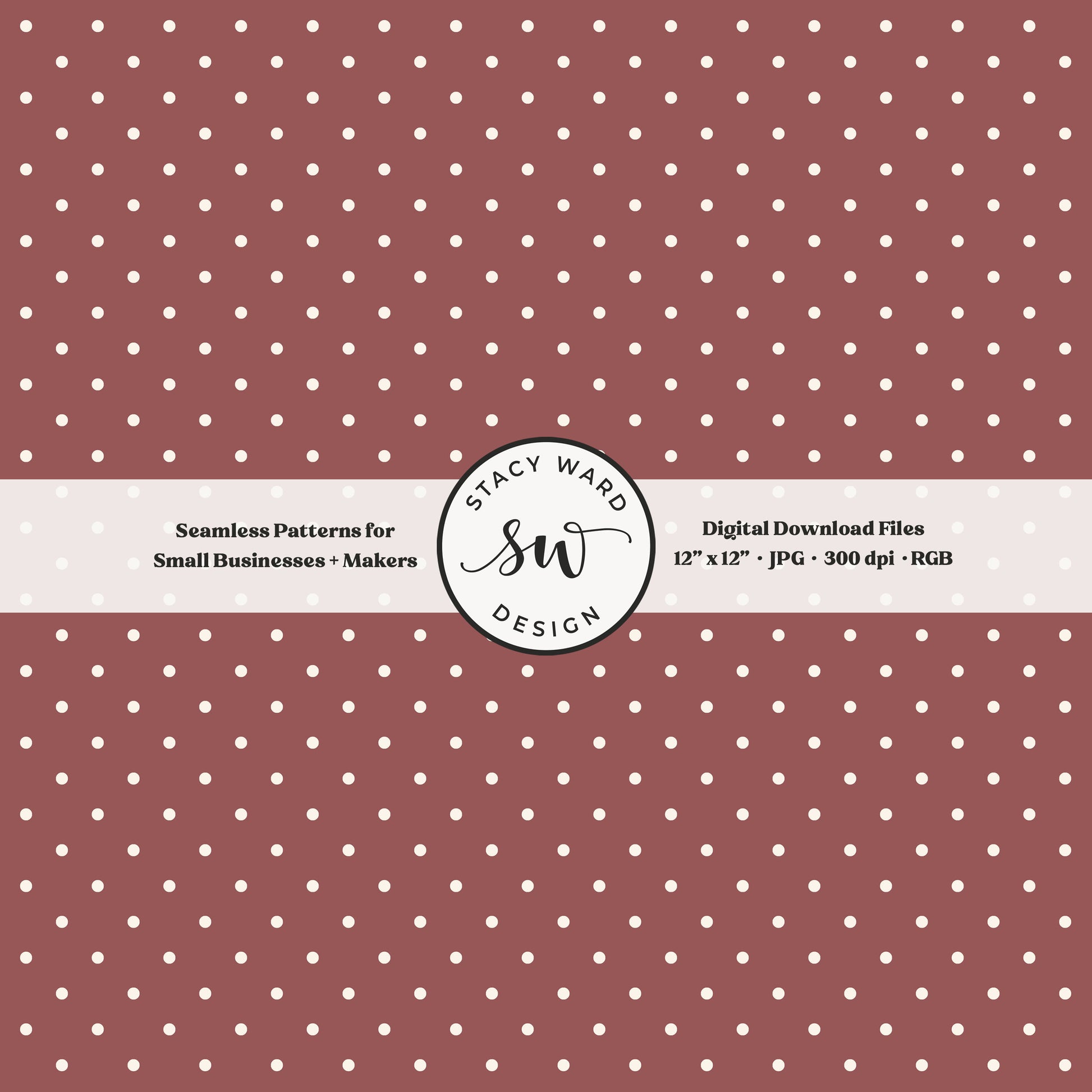 1/8" pin dot seamless pattern in cream on burgundy small scale polka dots blender print