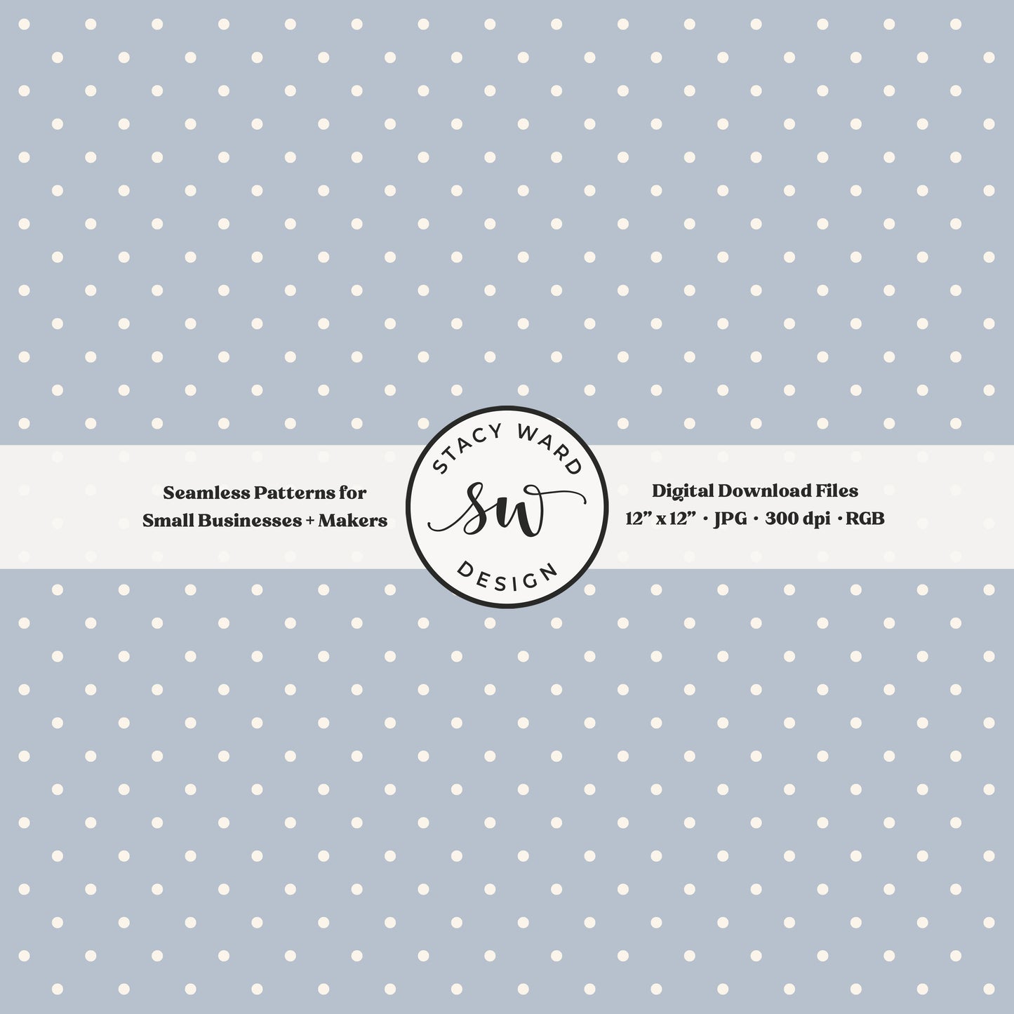 1/8" pin dot seamless pattern in cream on soft blue small scale polka dots blender print