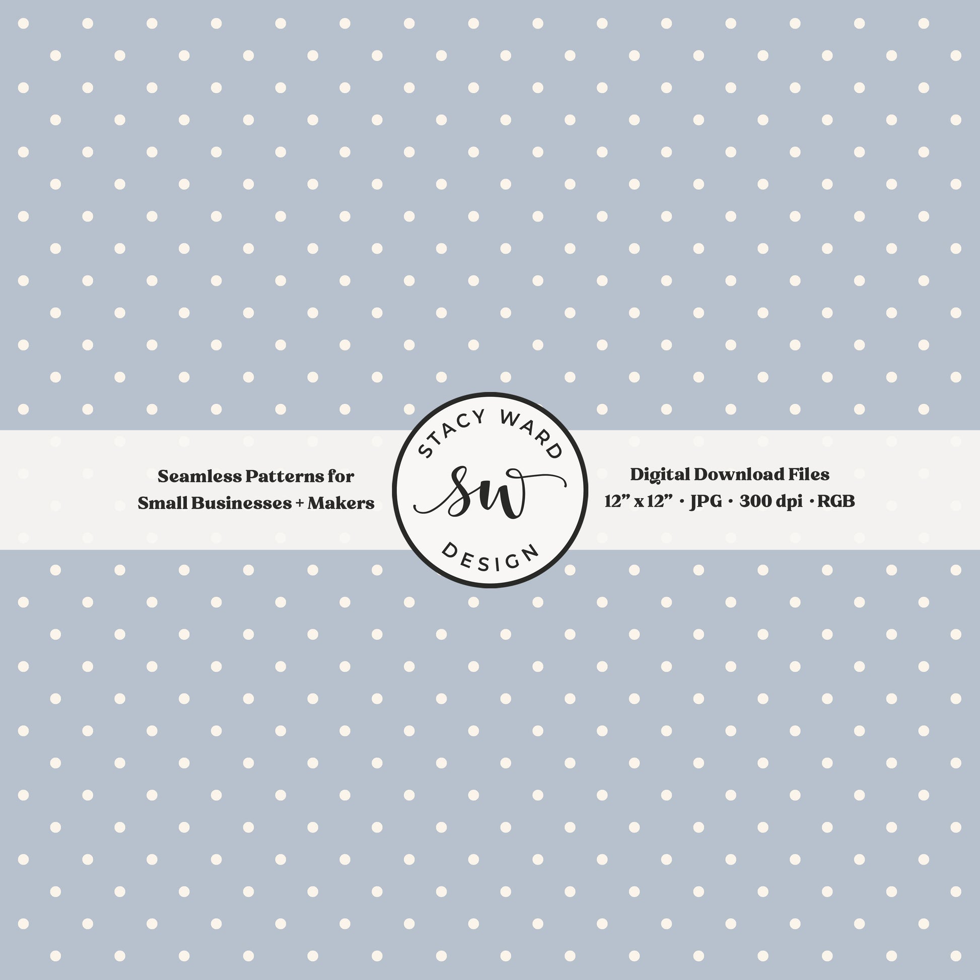 1/8" pin dot seamless pattern in cream on soft blue small scale polka dots blender print