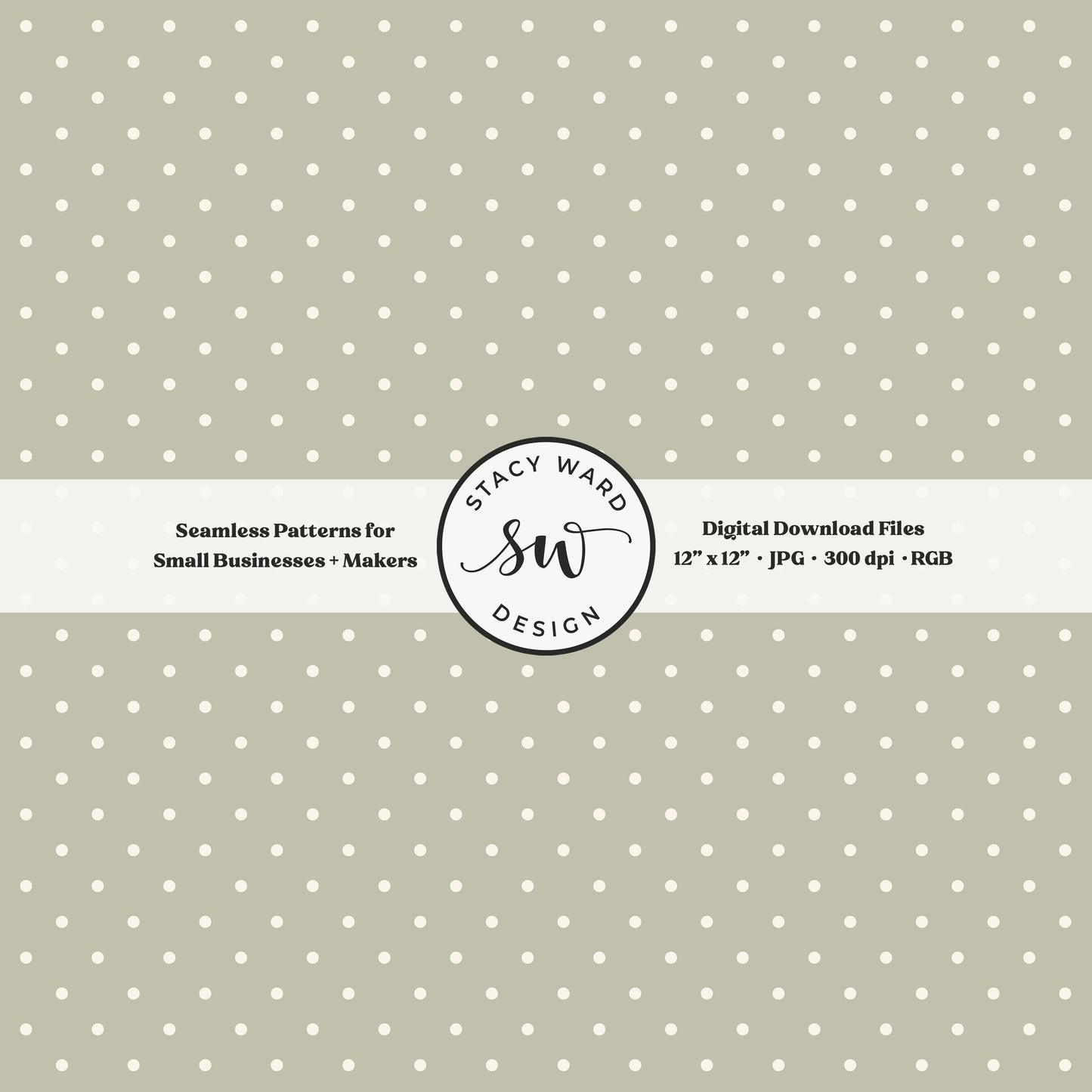 1/8" pin dot seamless pattern in cream on dusty sage small scale polka dots blender print