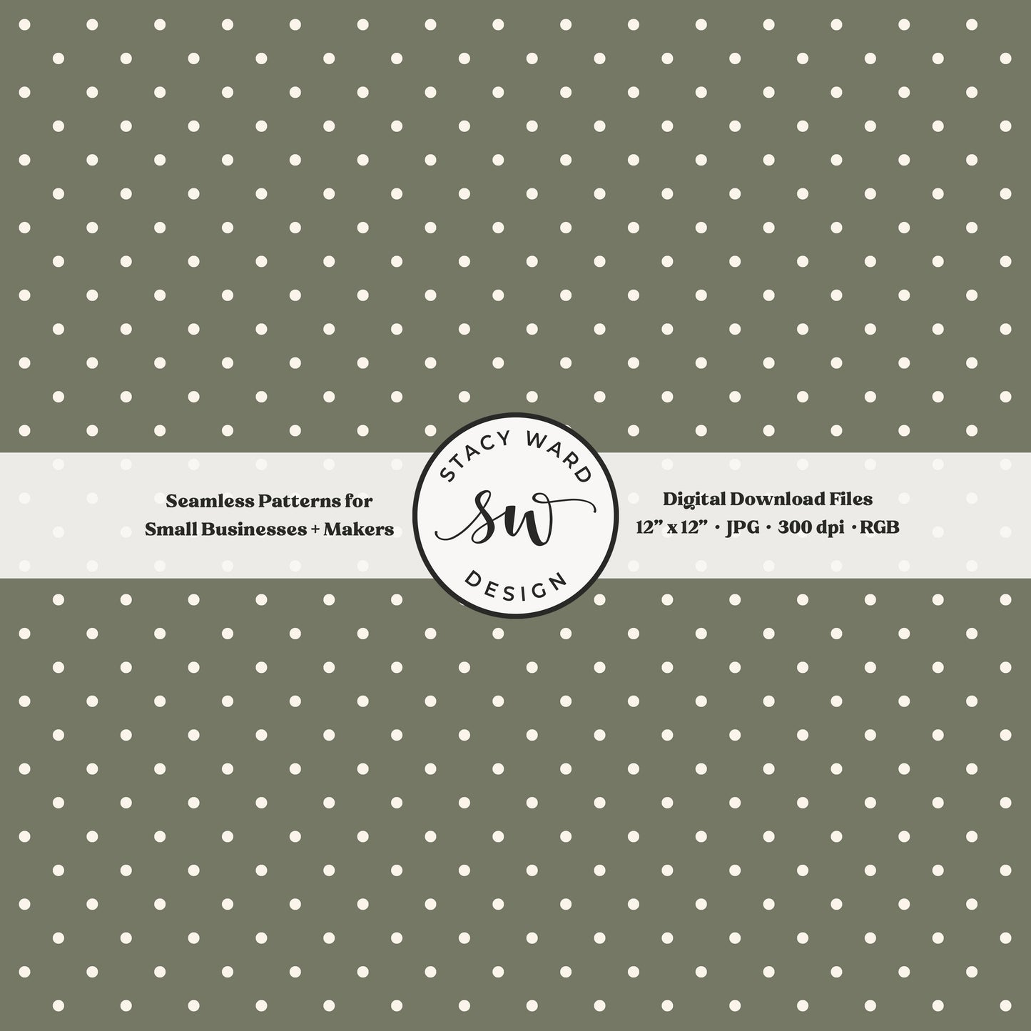 1/8" pin dot seamless pattern in cream on army green small scale polka dots blender print