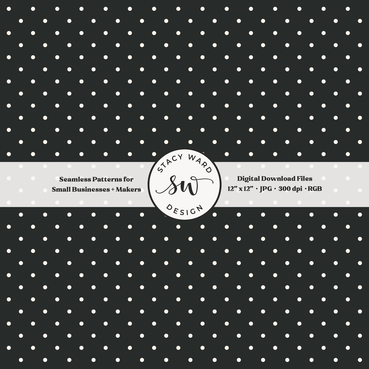 1/8" pin dot seamless pattern in cream on dark graphite small scale polka dots blender print