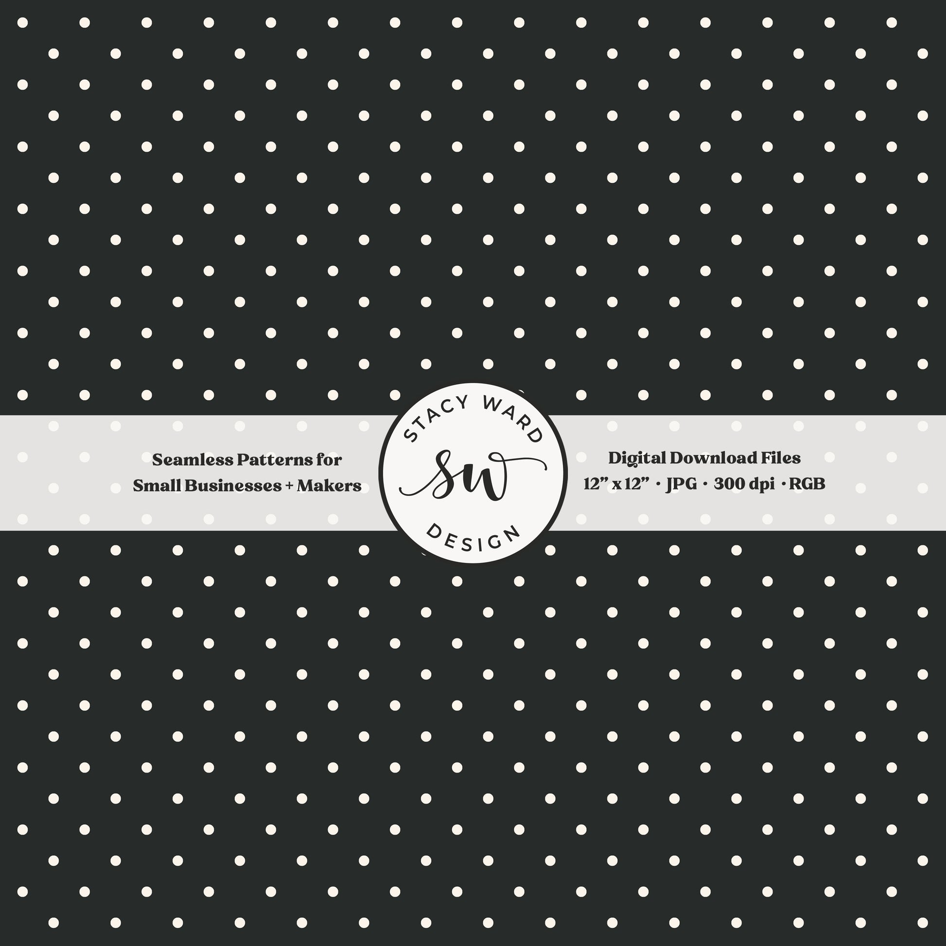 1/8" pin dot seamless pattern in cream on dark graphite small scale polka dots blender print
