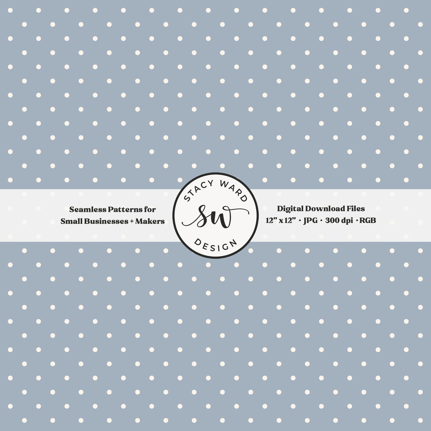 1/8" pin dot seamless pattern in cream on steel blue small scale polka dots blender print