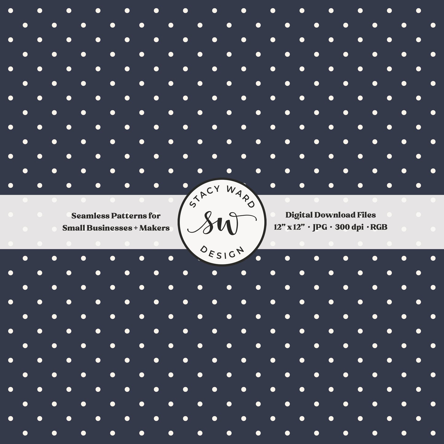 1/8" pin dot seamless pattern in cream on indigo blue small scale polka dots blender print