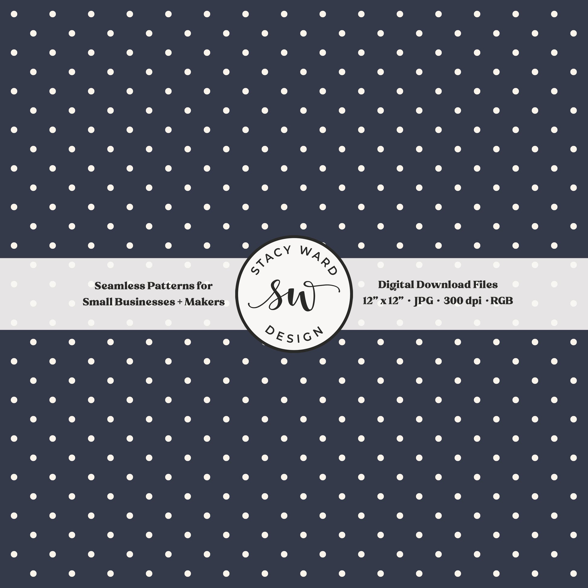 1/8" pin dot seamless pattern in cream on indigo blue small scale polka dots blender print