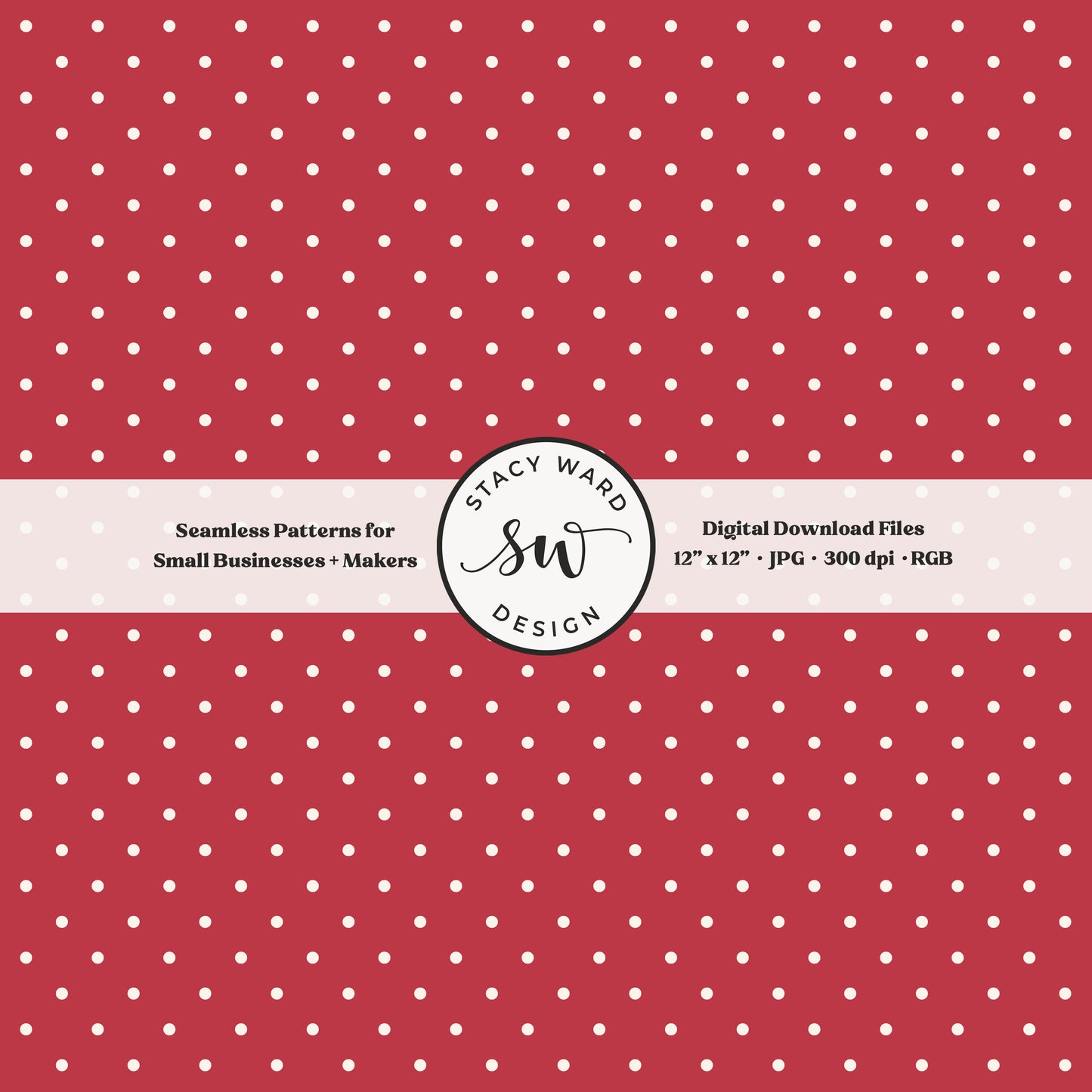 1/8" pin dot seamless pattern in cream on scarlet red small scale polka dots blender print