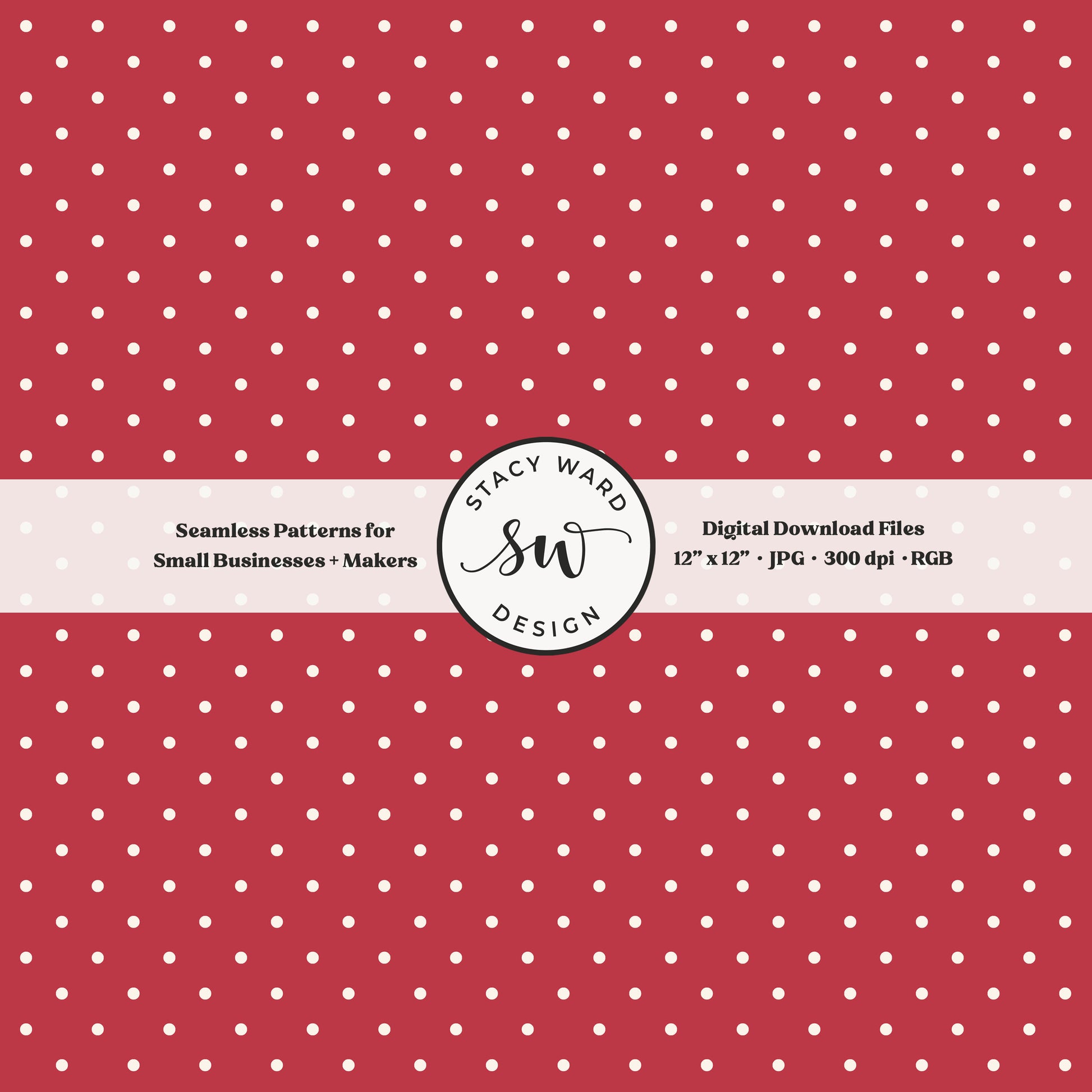 1/8" pin dot seamless pattern in cream on scarlet red small scale polka dots blender print
