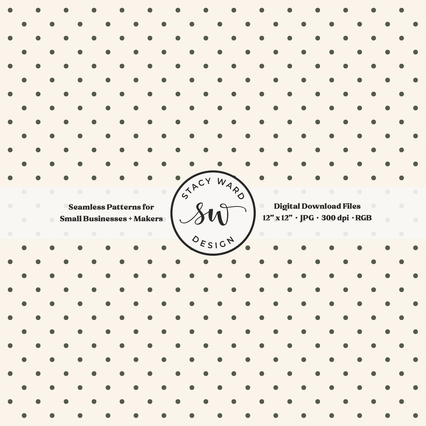 One eighth inch pin dot seamless pattern in dark green on cream small scale polka dots coordinate digital file for fabric printing