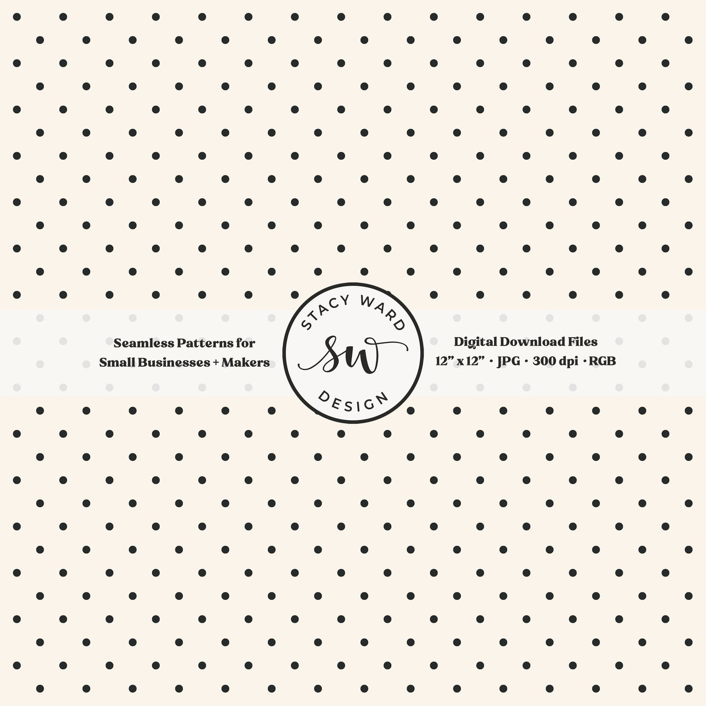 One eighth inch pin dot seamless pattern in dark graphite on cream small scale polka dots coordinate digital file for fabric printing