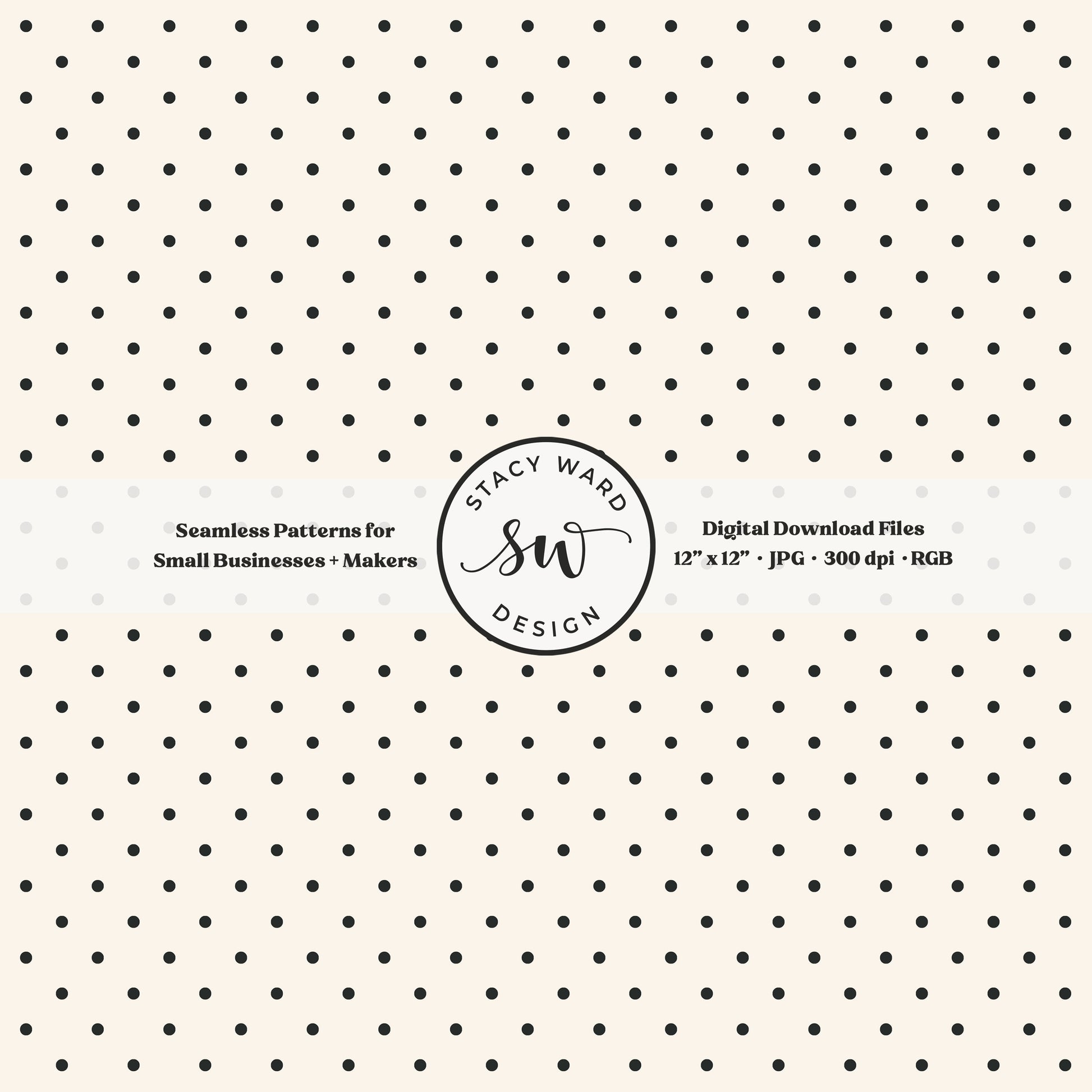 One eighth inch pin dot seamless pattern in dark graphite on cream small scale polka dots coordinate digital file for fabric printing