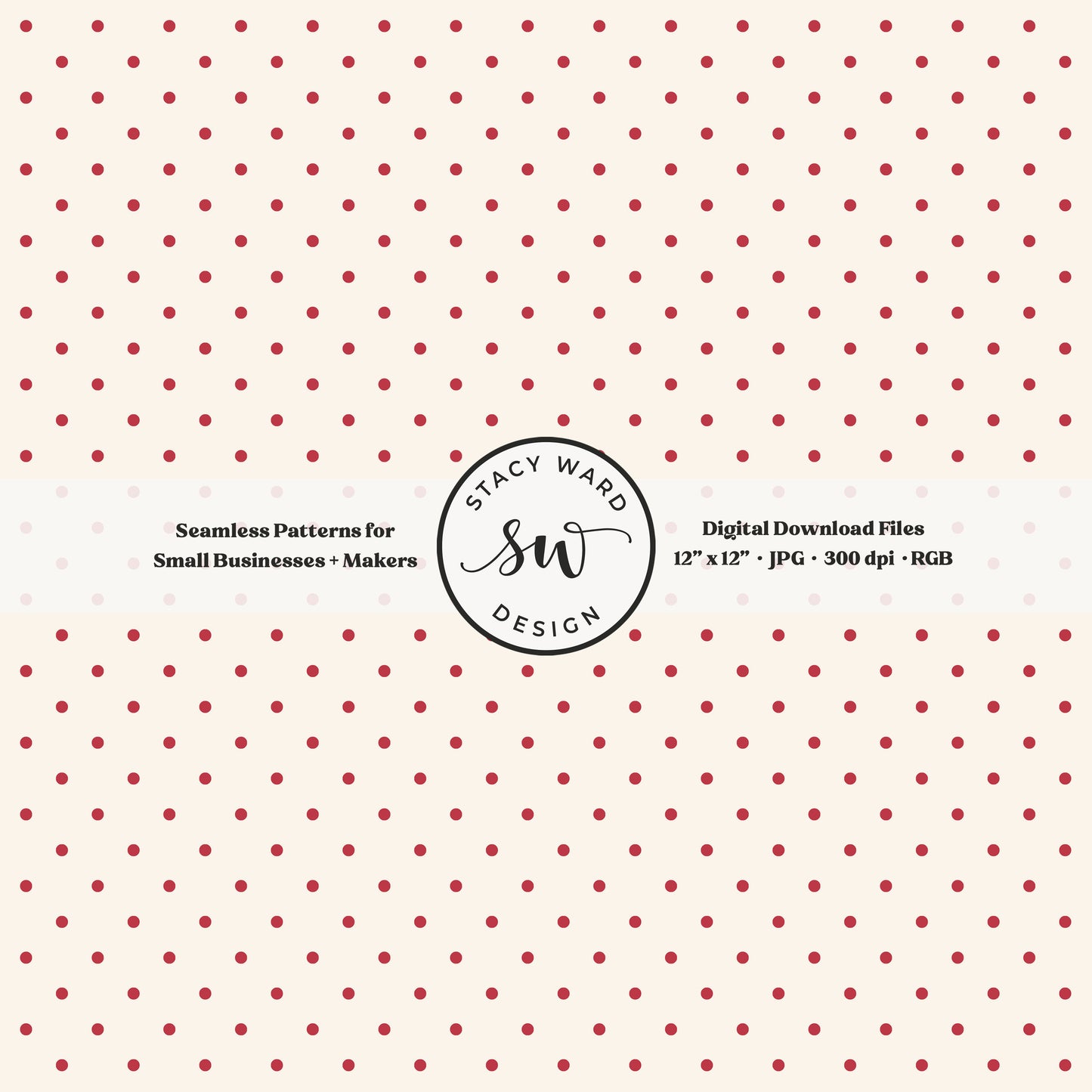 One eighth inch pin dot seamless pattern in scarlet red on cream small scale polka dots coordinate digital file for fabric printing