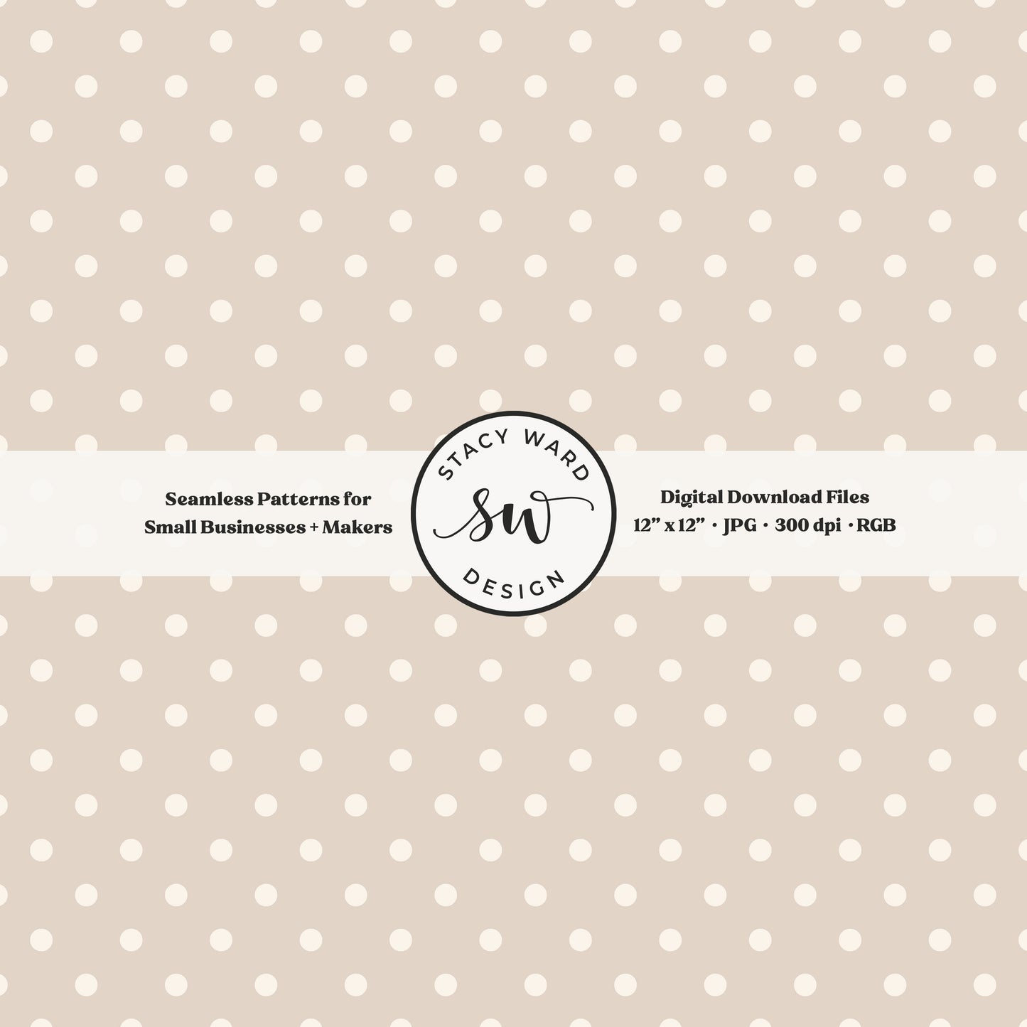 One quarter inch small dots seamless pattern in cream on soft brown little polka dots coordinate digital file for fabric printing