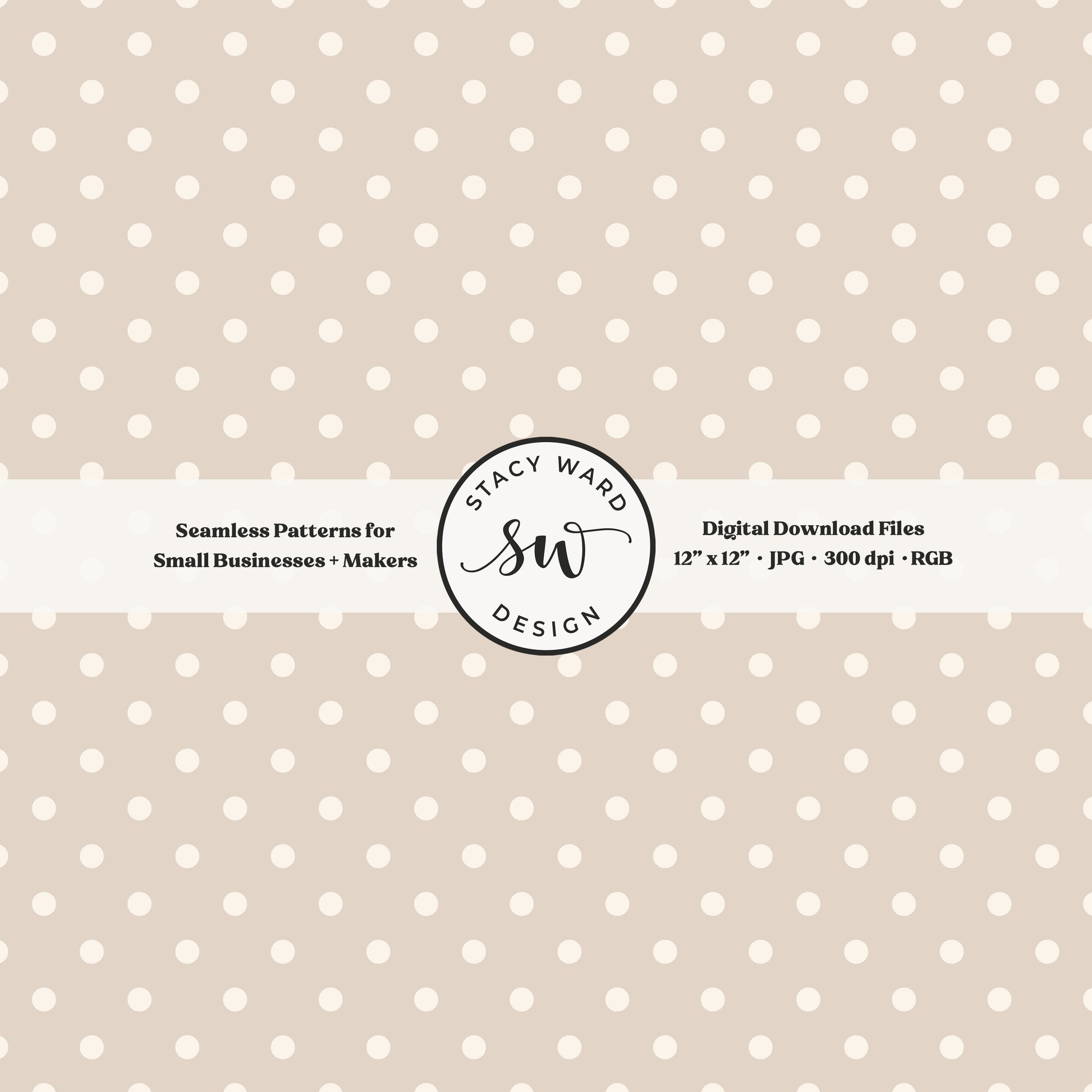One quarter inch small dots seamless pattern in cream on soft brown little polka dots coordinate digital file for fabric printing