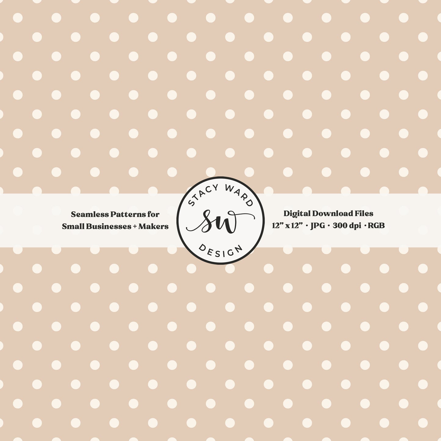 One quarter inch small dots seamless pattern in cream on neutral tan little polka dots coordinate digital file for fabric printing