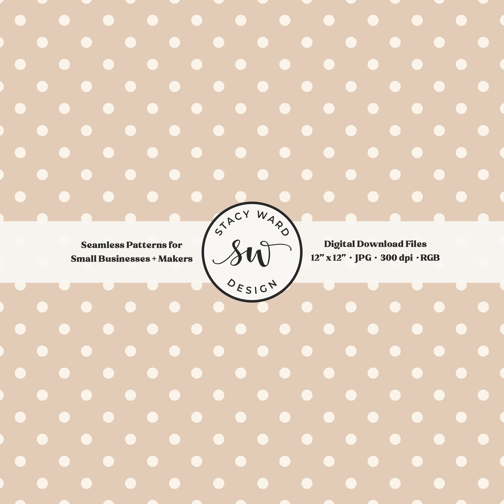 One quarter inch small dots seamless pattern in cream on neutral tan little polka dots coordinate digital file for fabric printing