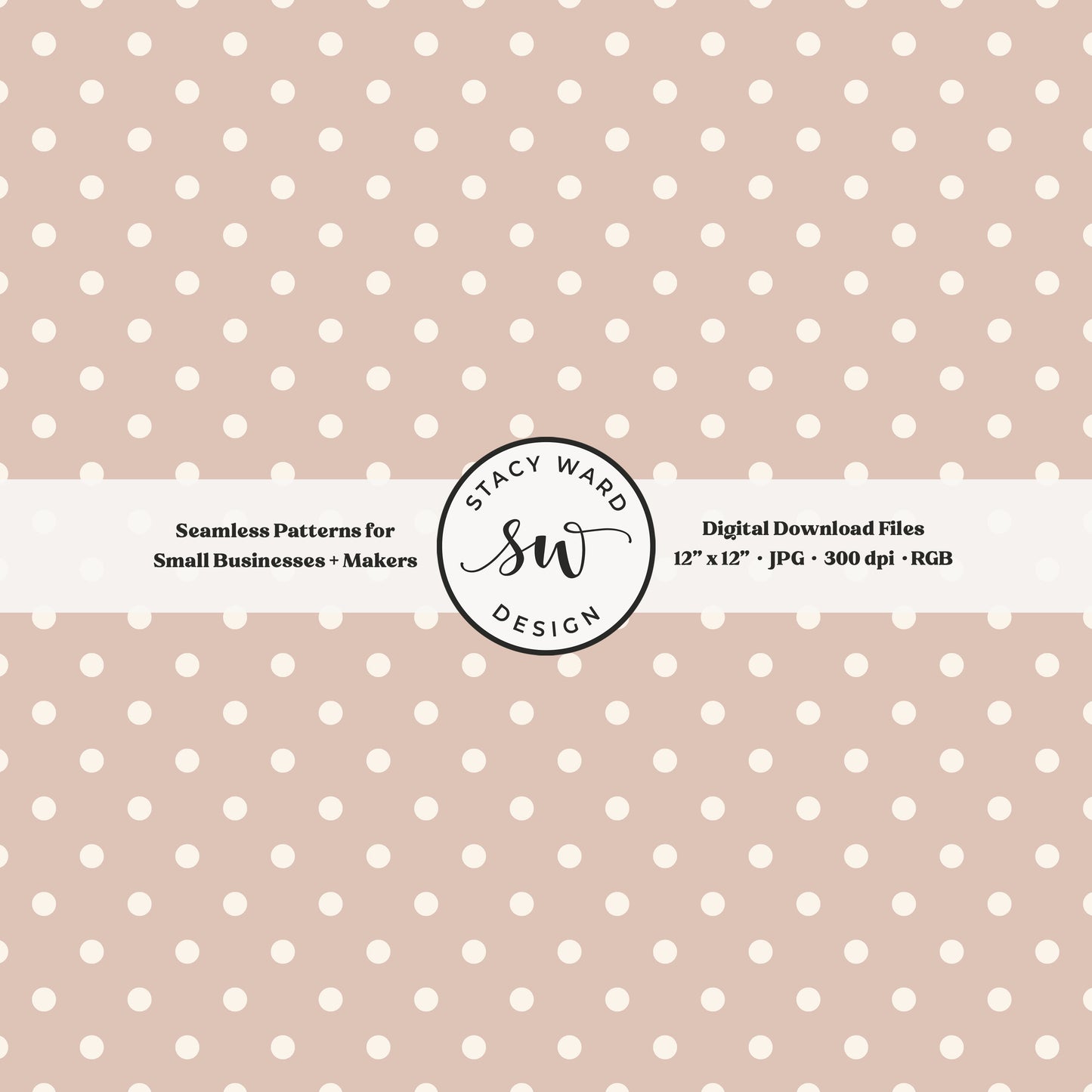 One quarter inch small dots seamless pattern in cream on muted dusty rose little polka dots coordinate digital file for fabric printing