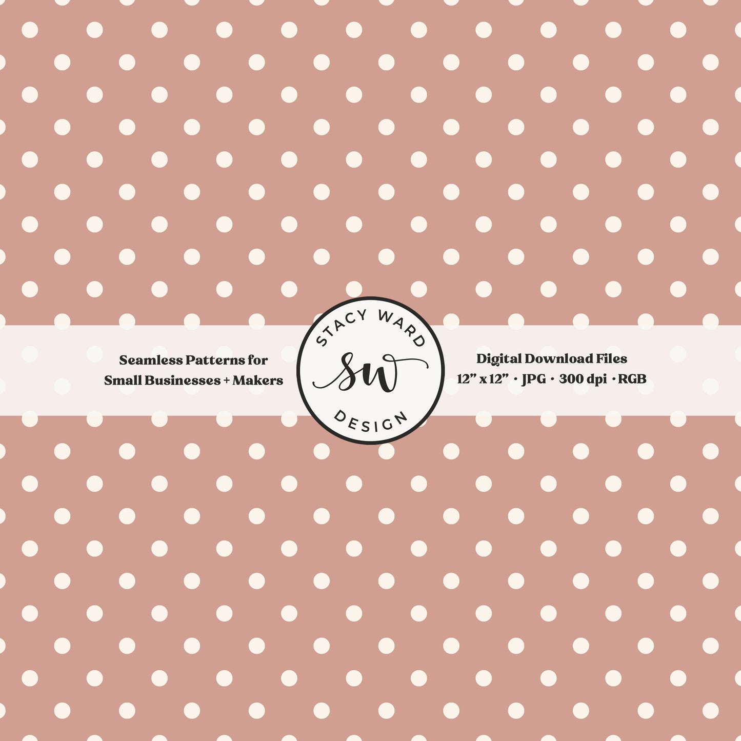 One quarter inch small dots seamless pattern in cream on dusky pink little polka dots coordinate digital file for fabric printing