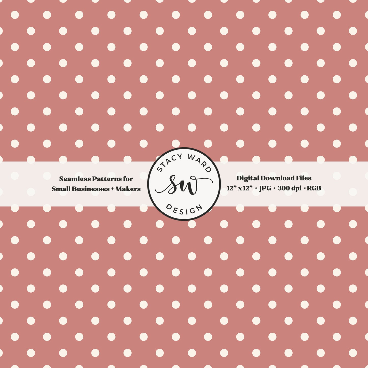 One quarter inch small dots seamless pattern in cream on antique pink little polka dots coordinate digital file for fabric printing