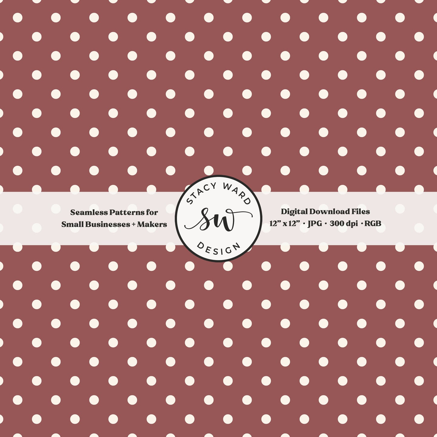 One quarter inch small dots seamless pattern in cream on burgundy little polka dots coordinate digital file for fabric printing