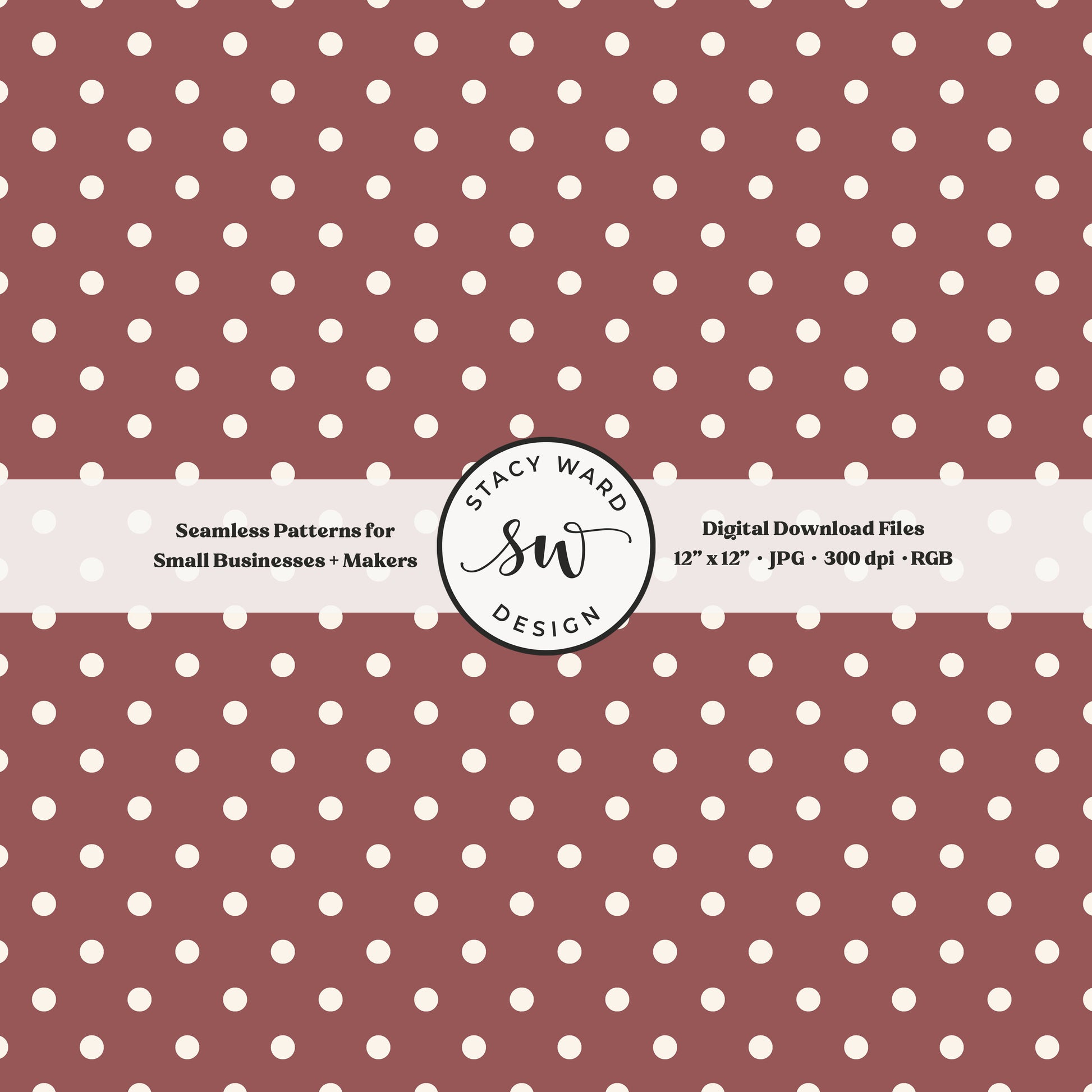 One quarter inch small dots seamless pattern in cream on burgundy little polka dots coordinate digital file for fabric printing