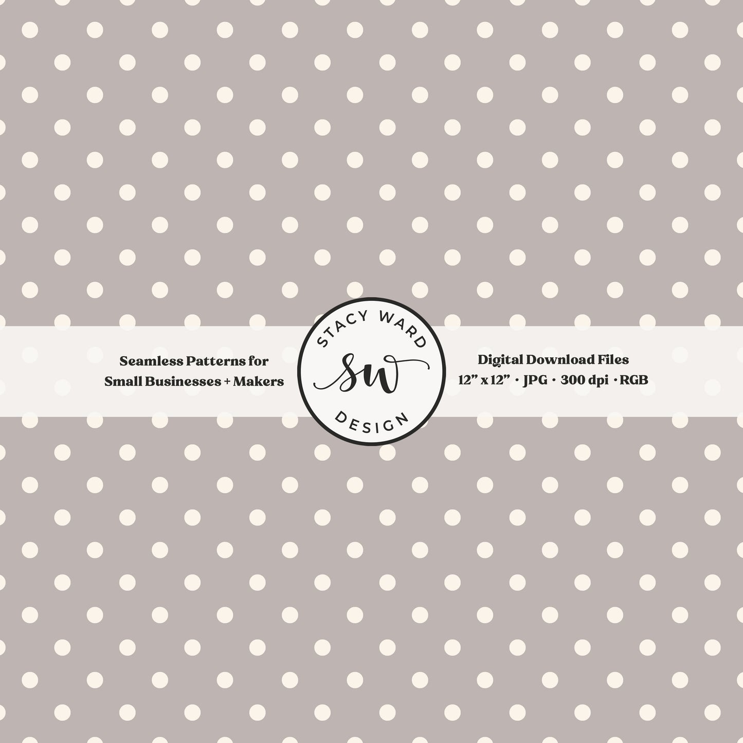 One quarter inch small dots seamless pattern in cream on grayish brown little polka dots coordinate digital file for fabric printing